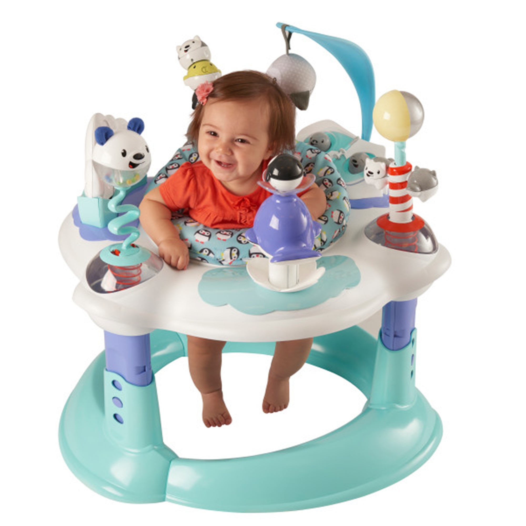 Evenflo ExerSaucer Polar Playground Bouncing Activity Center for Toddlers, Blue - VMInnovations