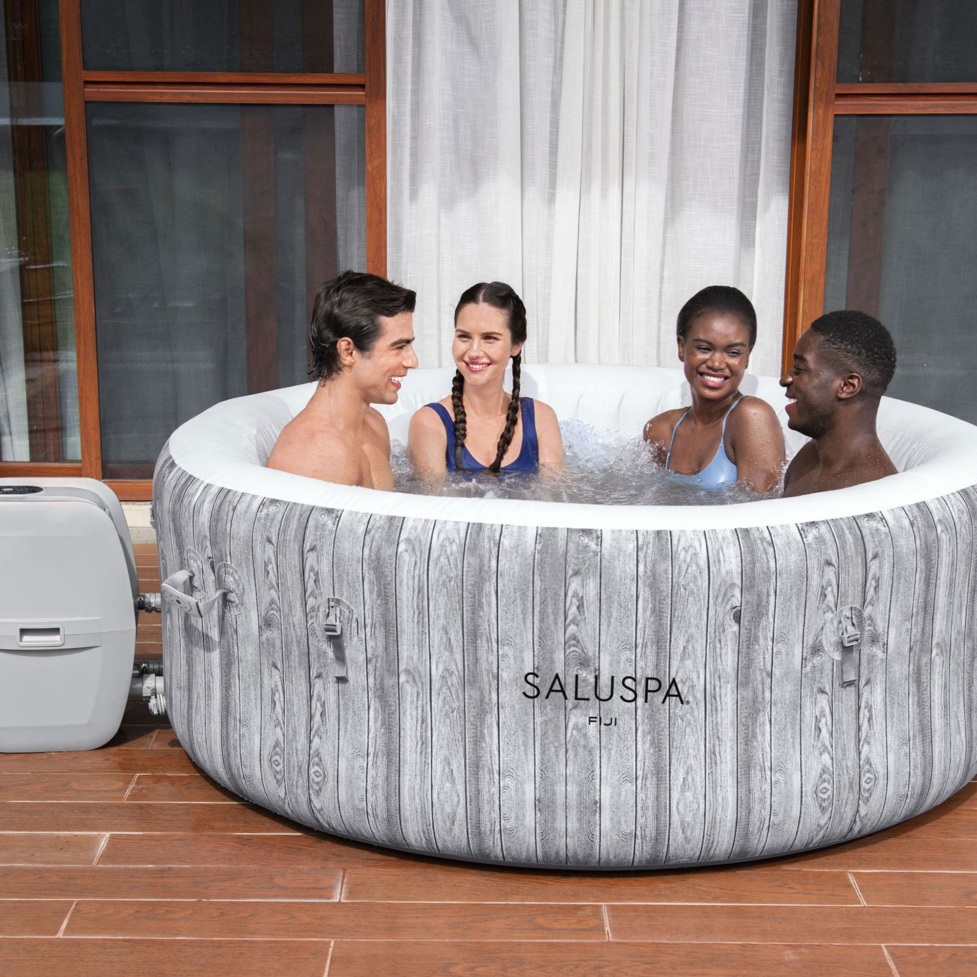 Bestway Fiji SaluSpa Hot Tub Spa & EnergySense Thermal Protective Cover, Gray - VMInnovations