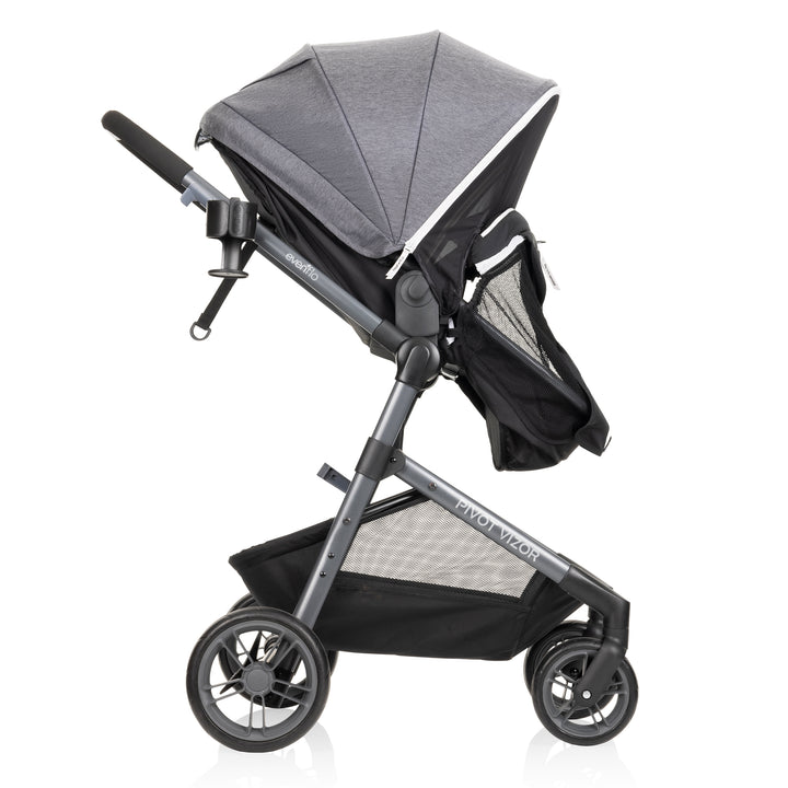 Evenflo Pivot Vizor Travel System with LiteMax Infant Car Seat, Chasse Black - VMInnovations