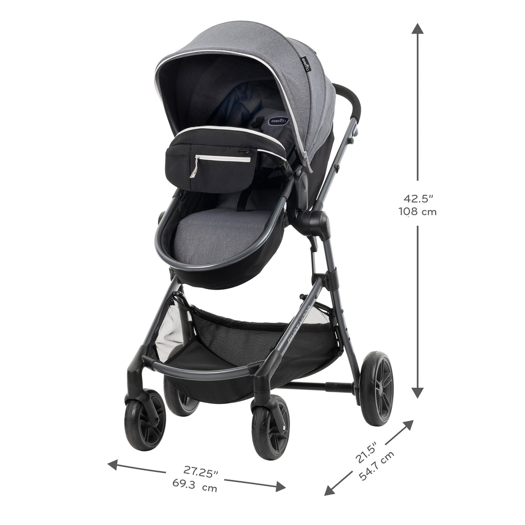 Evenflo Pivot Vizor Travel System with LiteMax Infant Car Seat, Chasse Black - VMInnovations