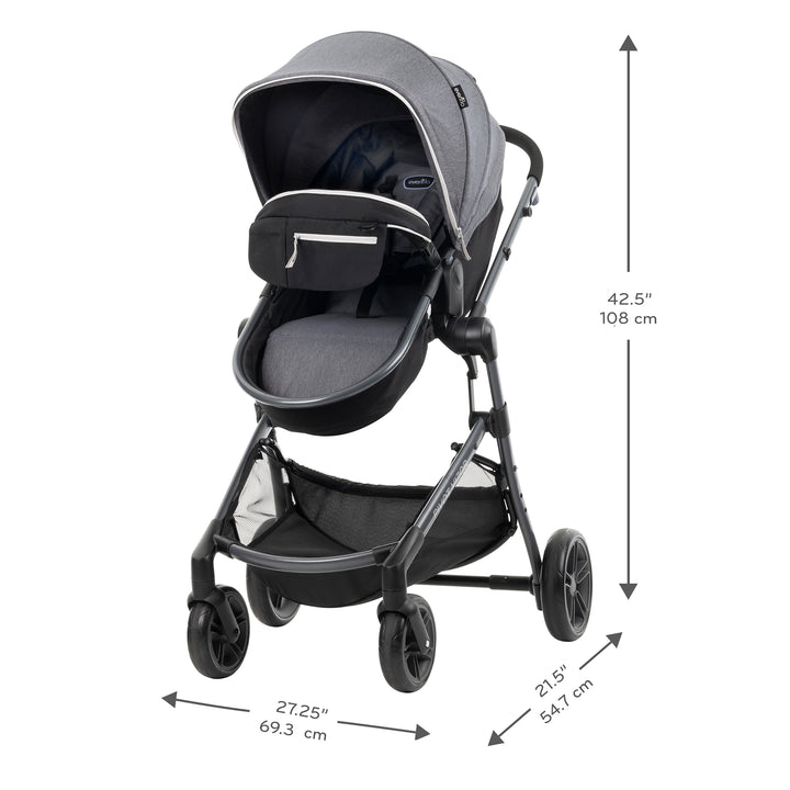 Evenflo Pivot Vizor Travel System with LiteMax Infant Car Seat, Chasse Black - VMInnovations