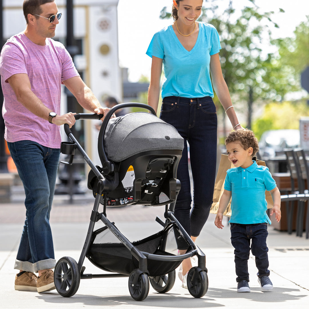 Evenflo Pivot Vizor Travel System with LiteMax Infant Car Seat, Chasse Black - VMInnovations