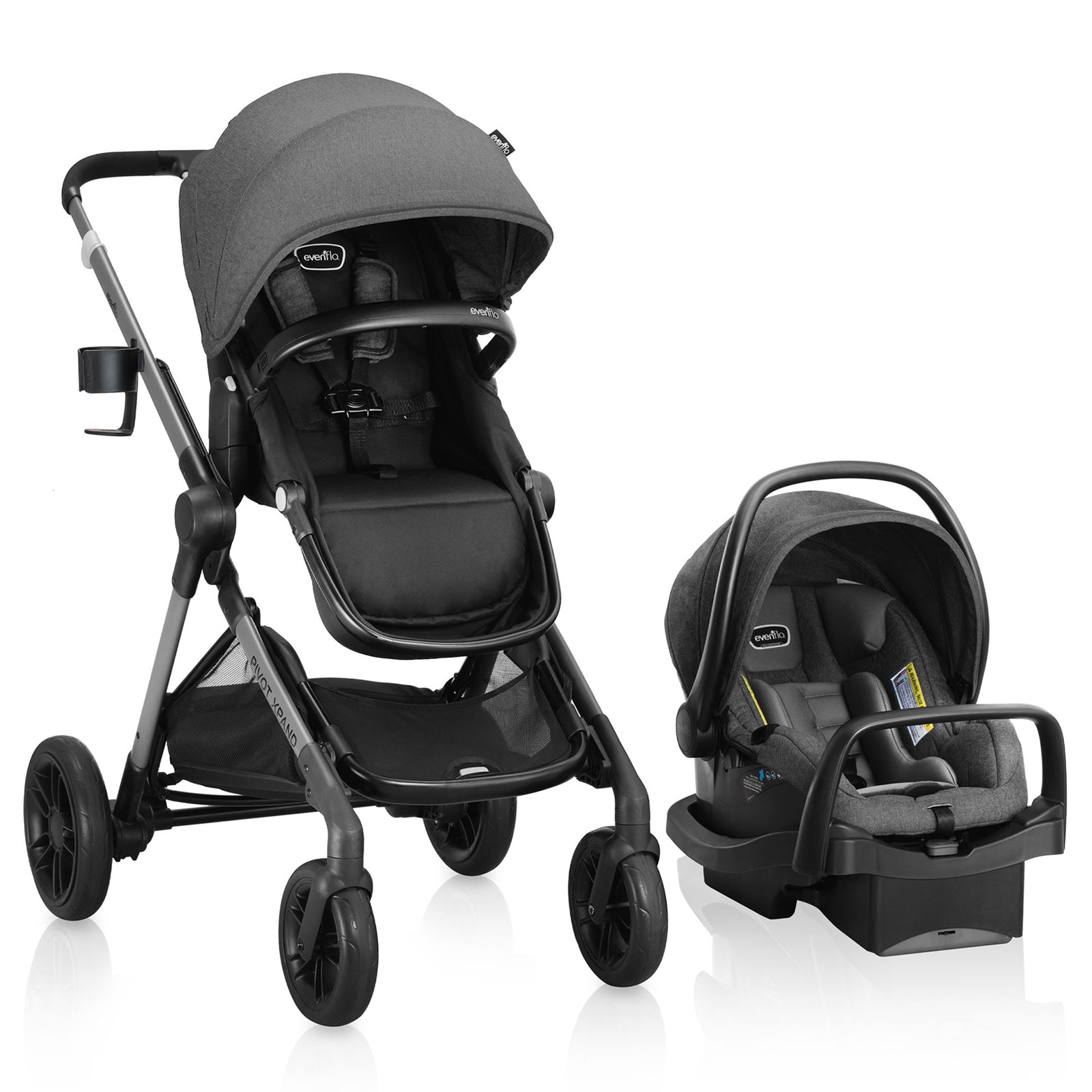 Evenflo Pivot Xpand Modular Travel System w/LiteMax Infant Car Seat, Sabino Gray - VMInnovations