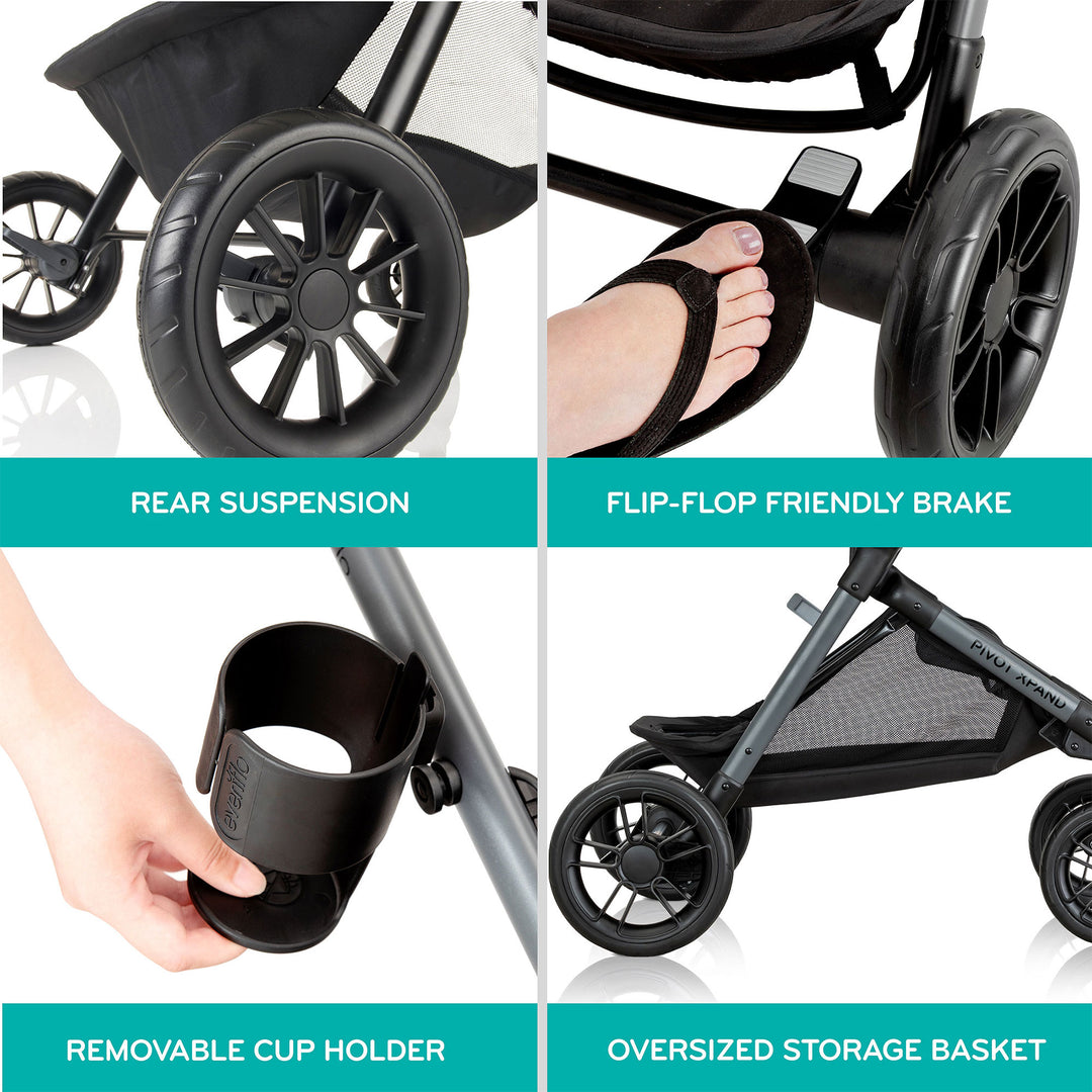 Evenflo Pivot Xpand Modular Travel System w/LiteMax Infant Car Seat, Sabino Gray - VMInnovations