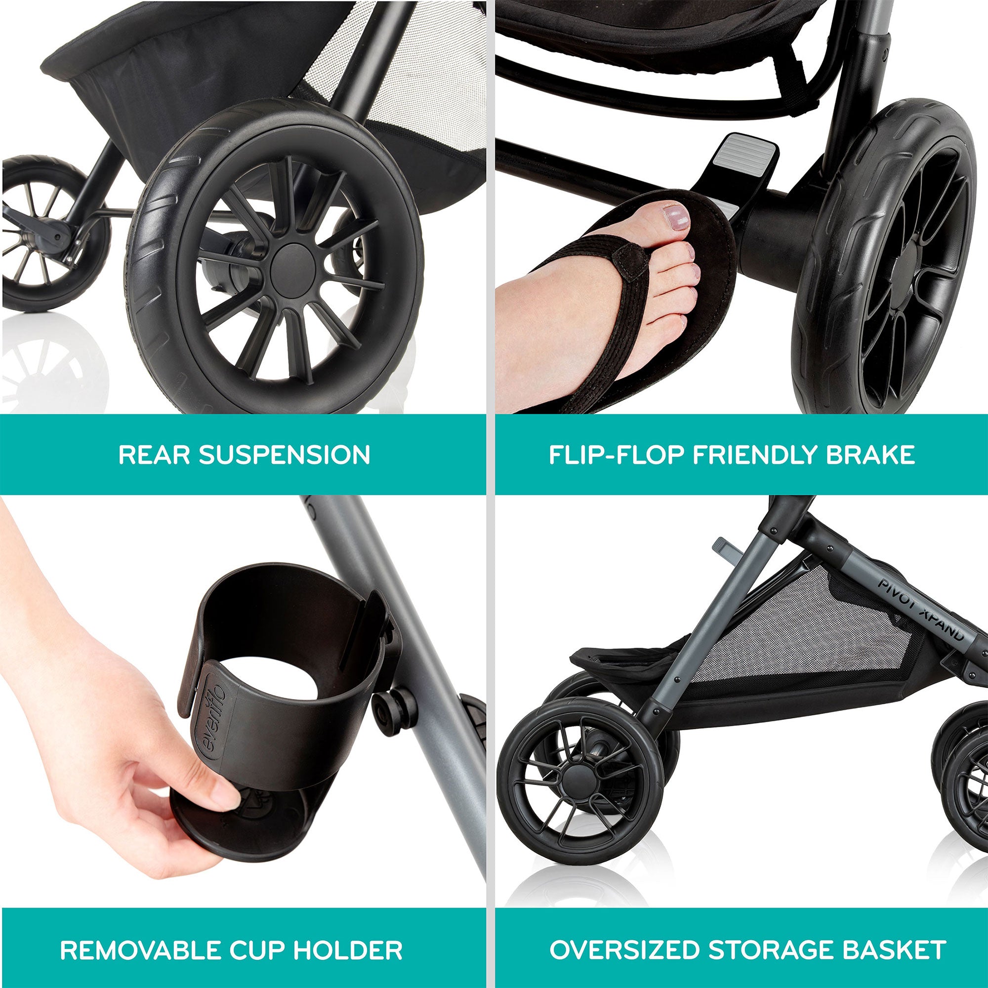Evenflo Pivot Xpand Modular Travel System w/LiteMax Infant Car Seat, Sabino Gray - VMInnovations