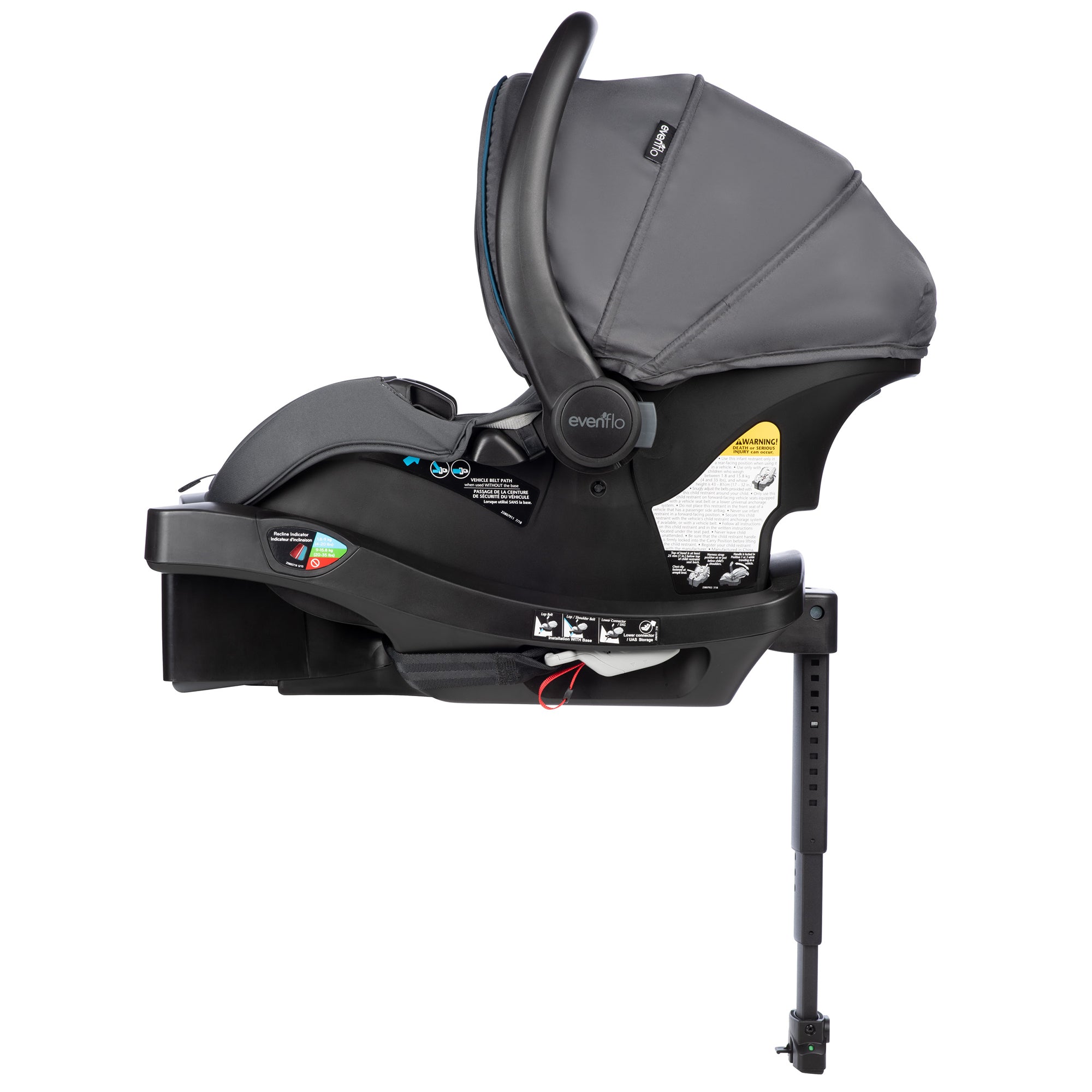 Evenflo LiteMax DLX Infant Car Seat w/SafeZone Load Leg Technology, Sawyer Gray - VMInnovations