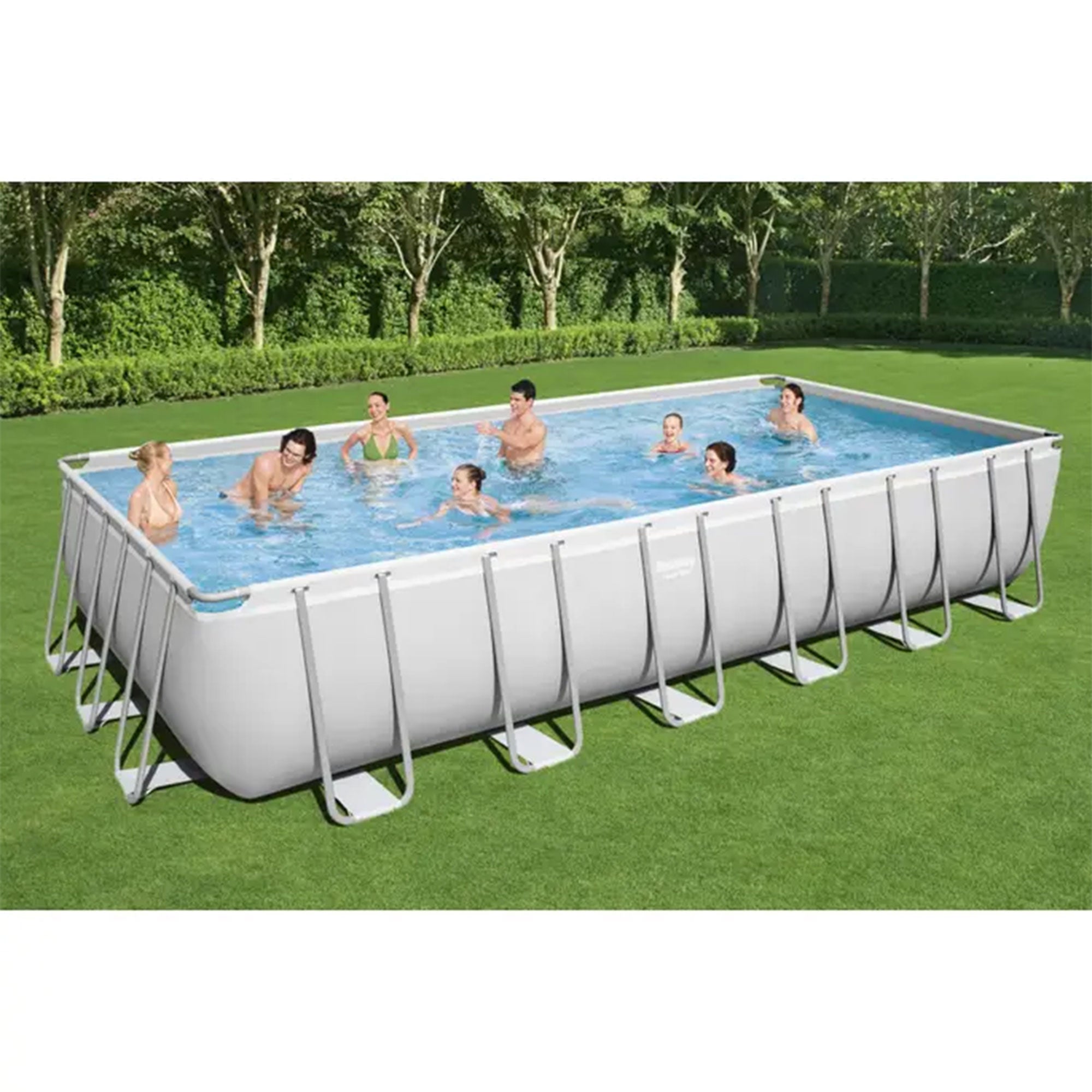 Bestway Multicolor LED Waterfall & 24'x12'x52" Above Ground Swimming Pool Set