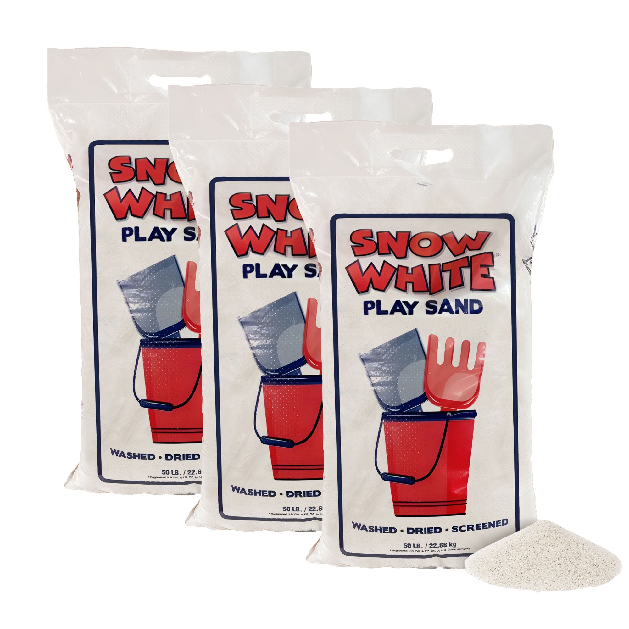 U.S. Silica Snow White Play Sand Sparkling White & Super Soft, 50 Pounds, 3 Pack