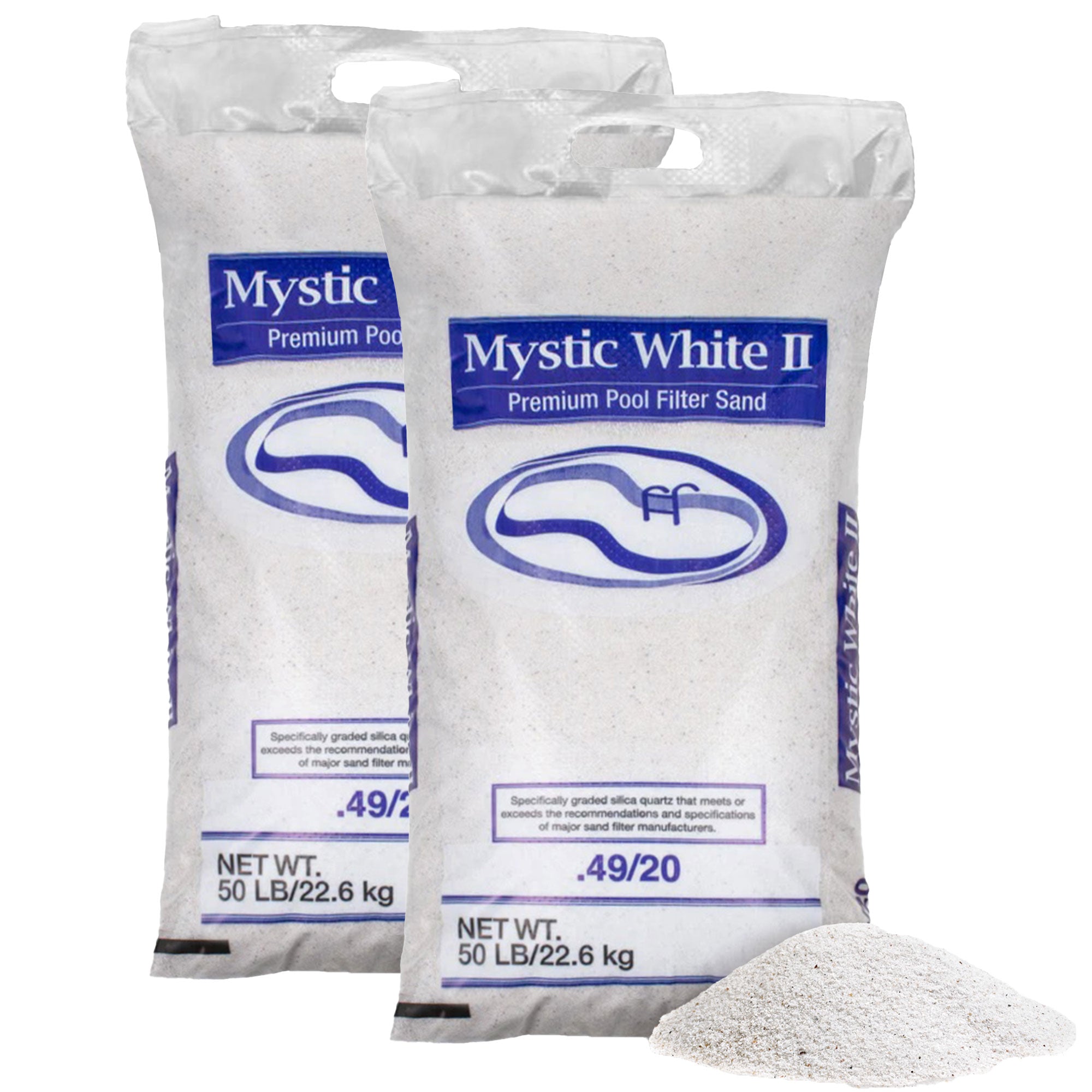 U.S. Silica 50 Pound Mystic White II Swimming Pool Filter Sand, White, 2 Pack - VMInnovations