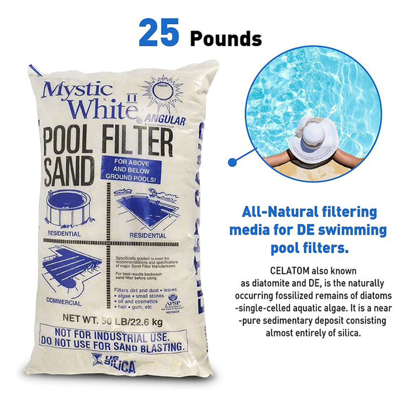 U.S. Silica 50 Pound Mystic White II Swimming Pool Filter Sand, White (2 Pack)