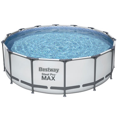 Bestway Multicolor LED Waterfall & 14'x48" Round Above Ground Swimming Pool Set