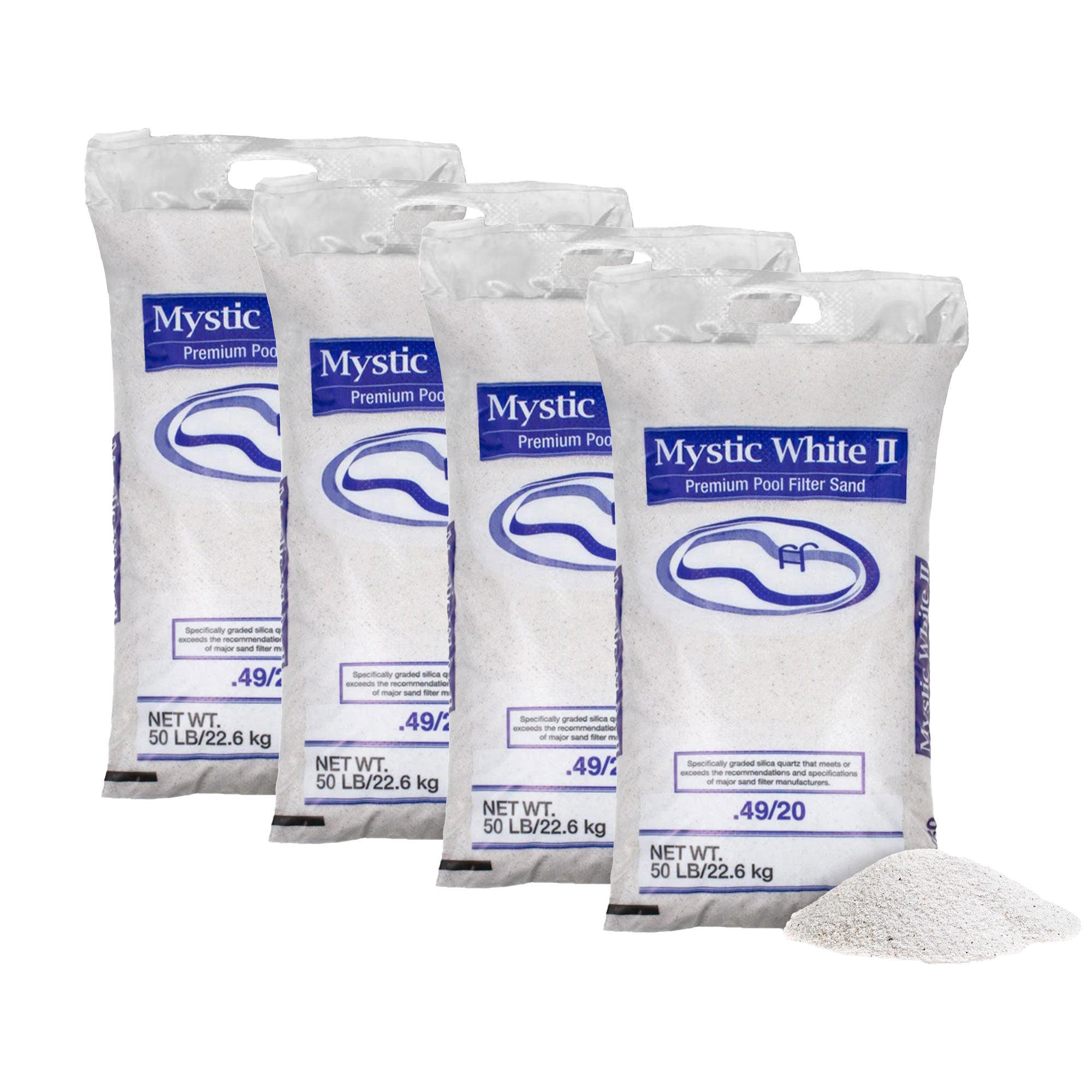 U.S. Silica 50 Pound Mystic White II Swimming Pool Filter Sand, White (4 Pack) - VMInnovations
