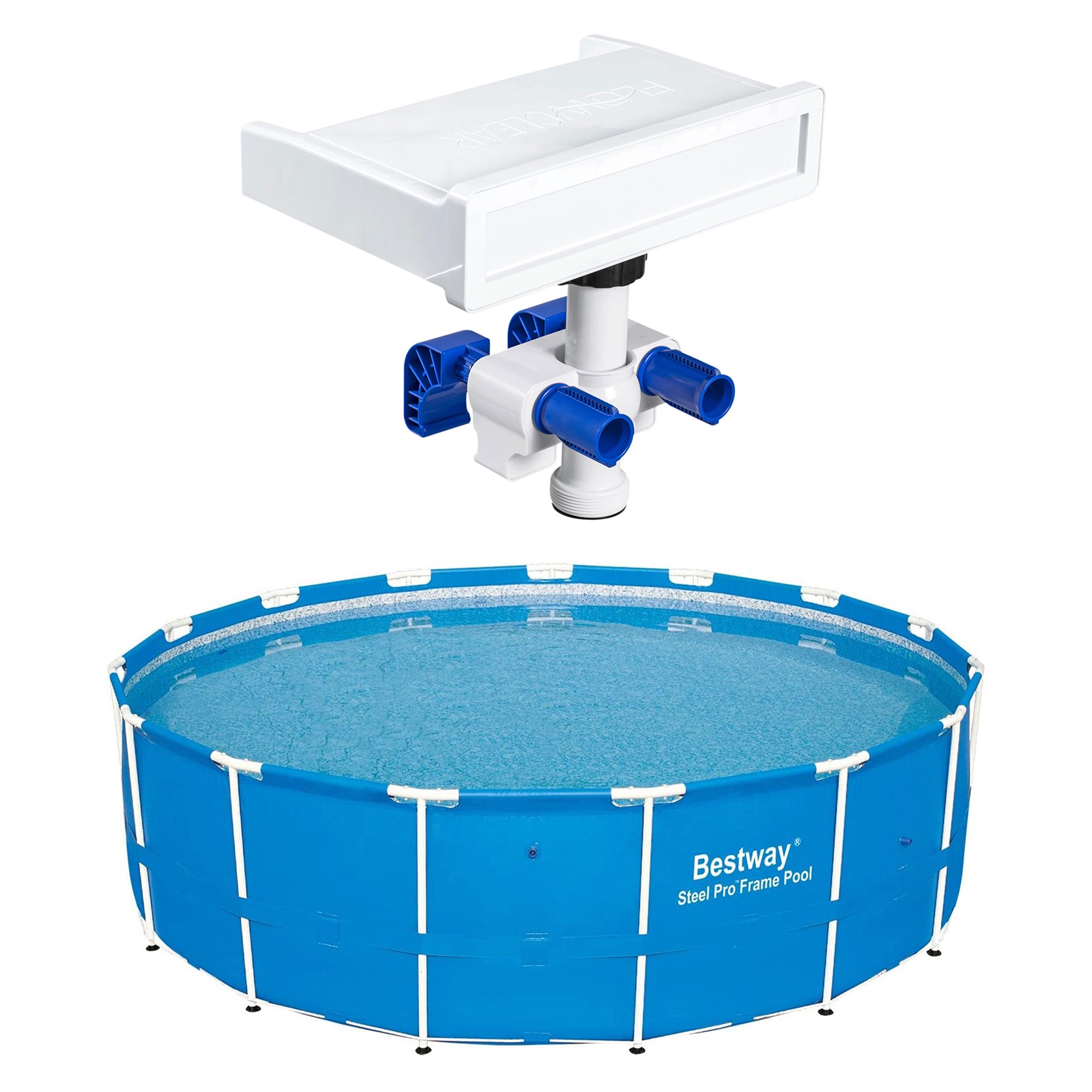 Bestway Multicolor LED Waterfall & 15' x 48" Round Above Ground Swimming Pool
