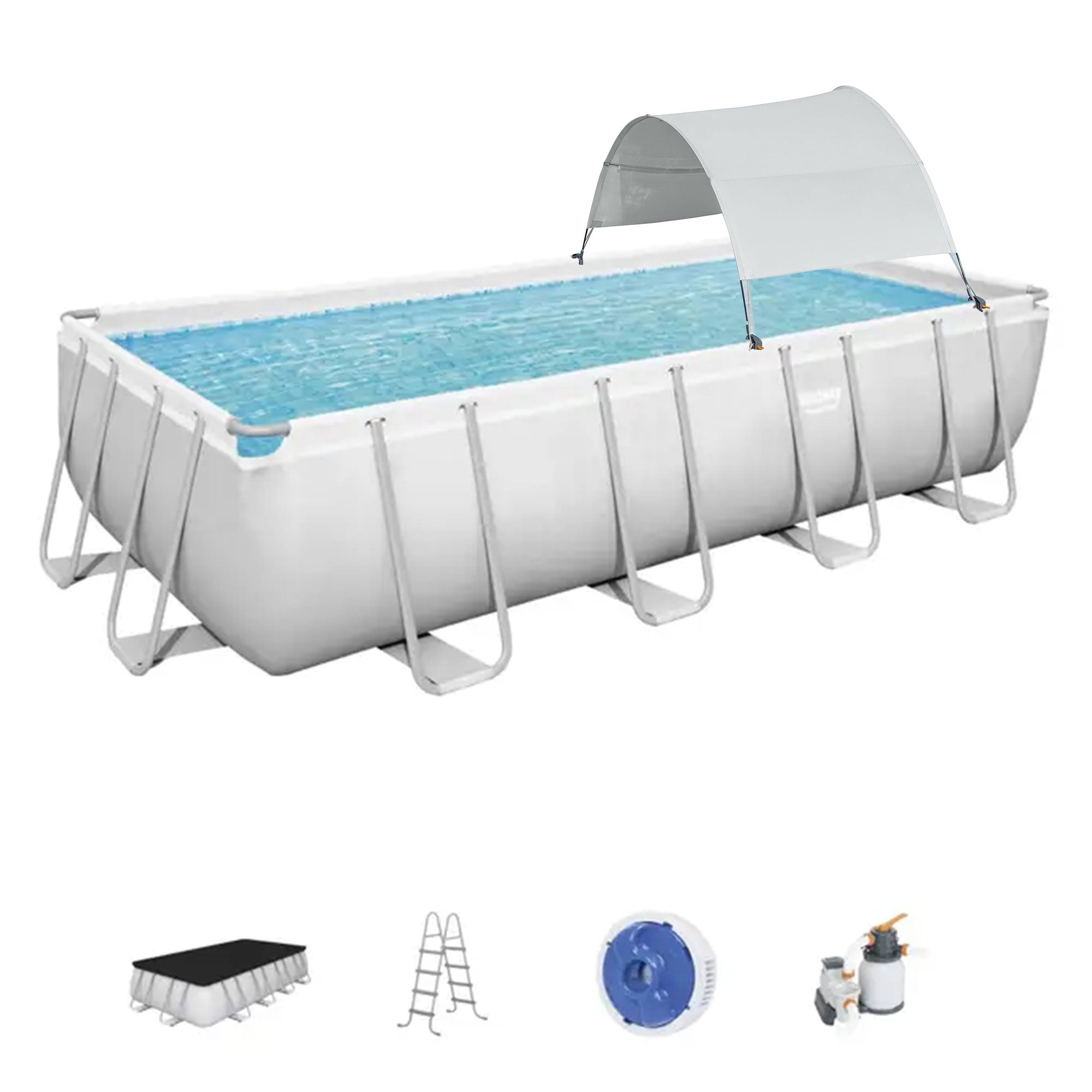 Bestway Flowclear UPF Canopy with Power Steel Above Ground Swimming Pool Set - VMInnovations