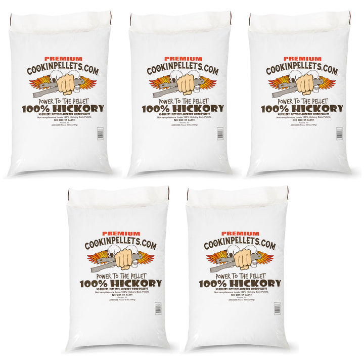 CookinPellets 40 lb Premium Hickory Hardwood Grill Smoker Wood Pellets (5 Pack) - VMInnovations