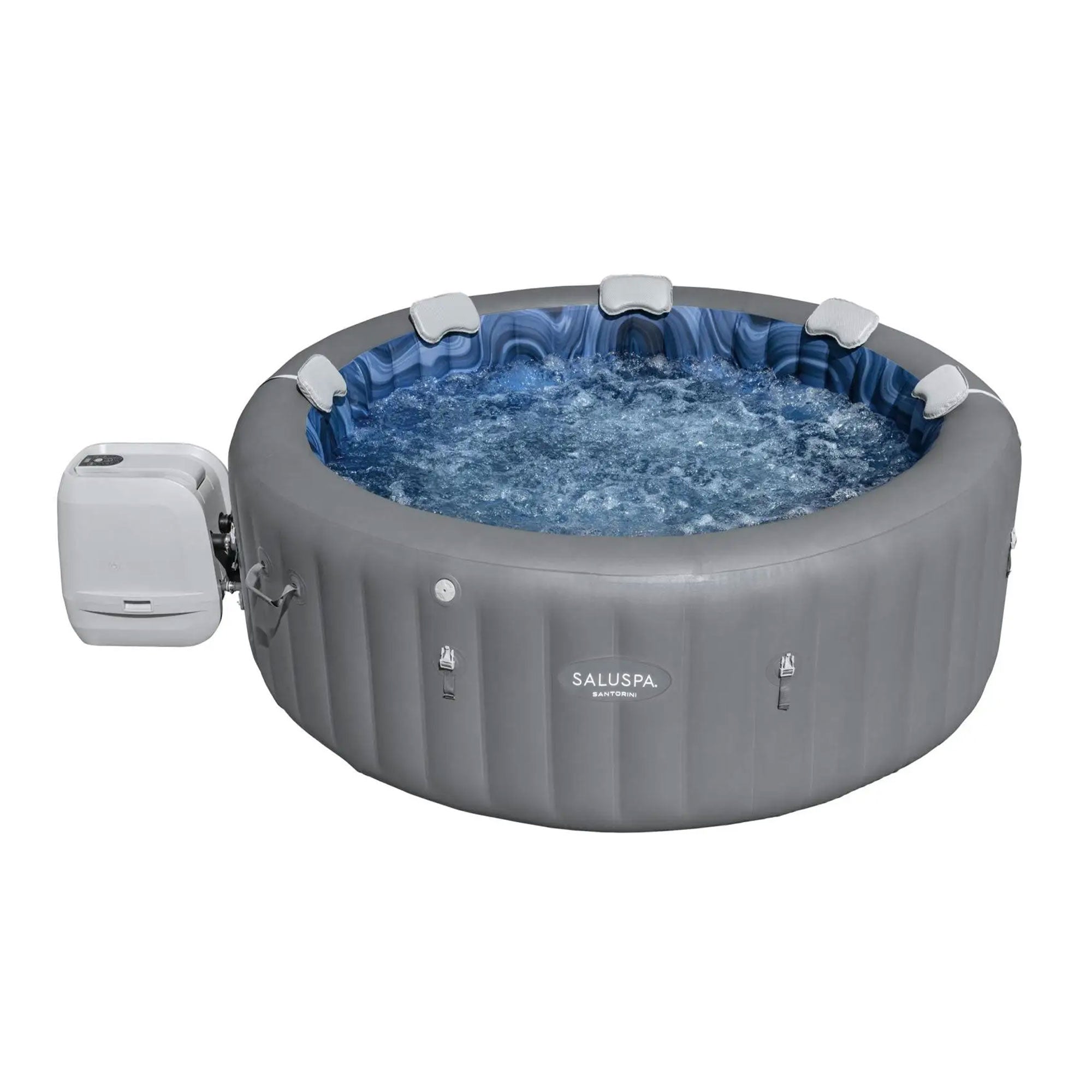 Bestway SaluSpa Sun Shade Canopy w/ Santorini SaluSpa Inflatable Outdoor Hot Tub - VMInnovations