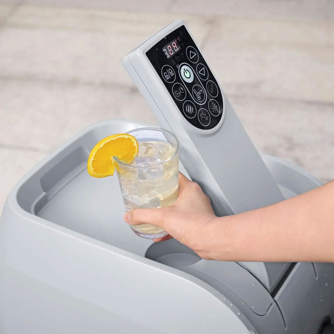 Bestway SaluSpa Sun Shade Canopy w/ Santorini SaluSpa Inflatable Outdoor Hot Tub - VMInnovations