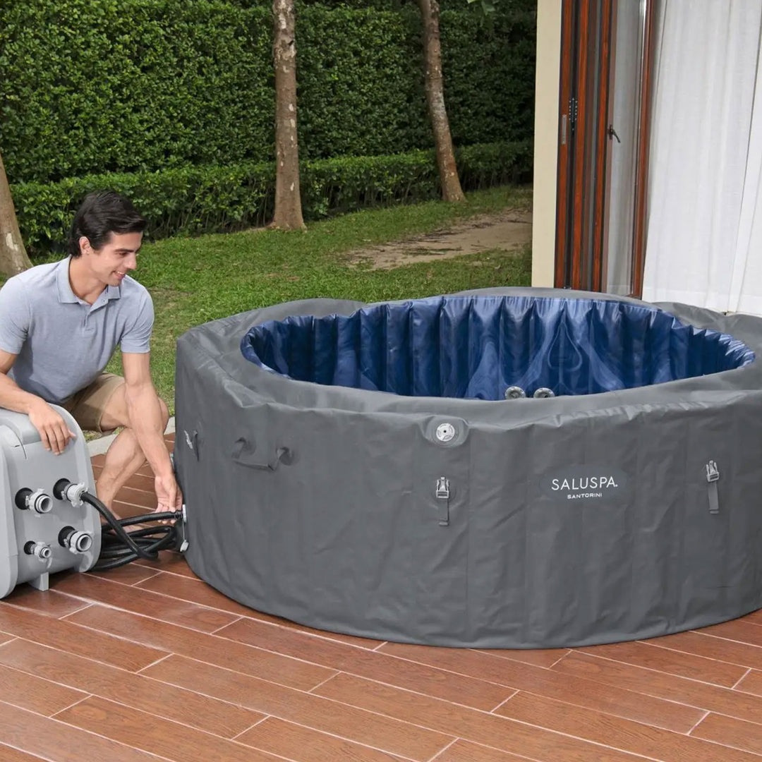 Bestway SaluSpa Sun Shade Canopy w/ Santorini SaluSpa Inflatable Outdoor Hot Tub - VMInnovations
