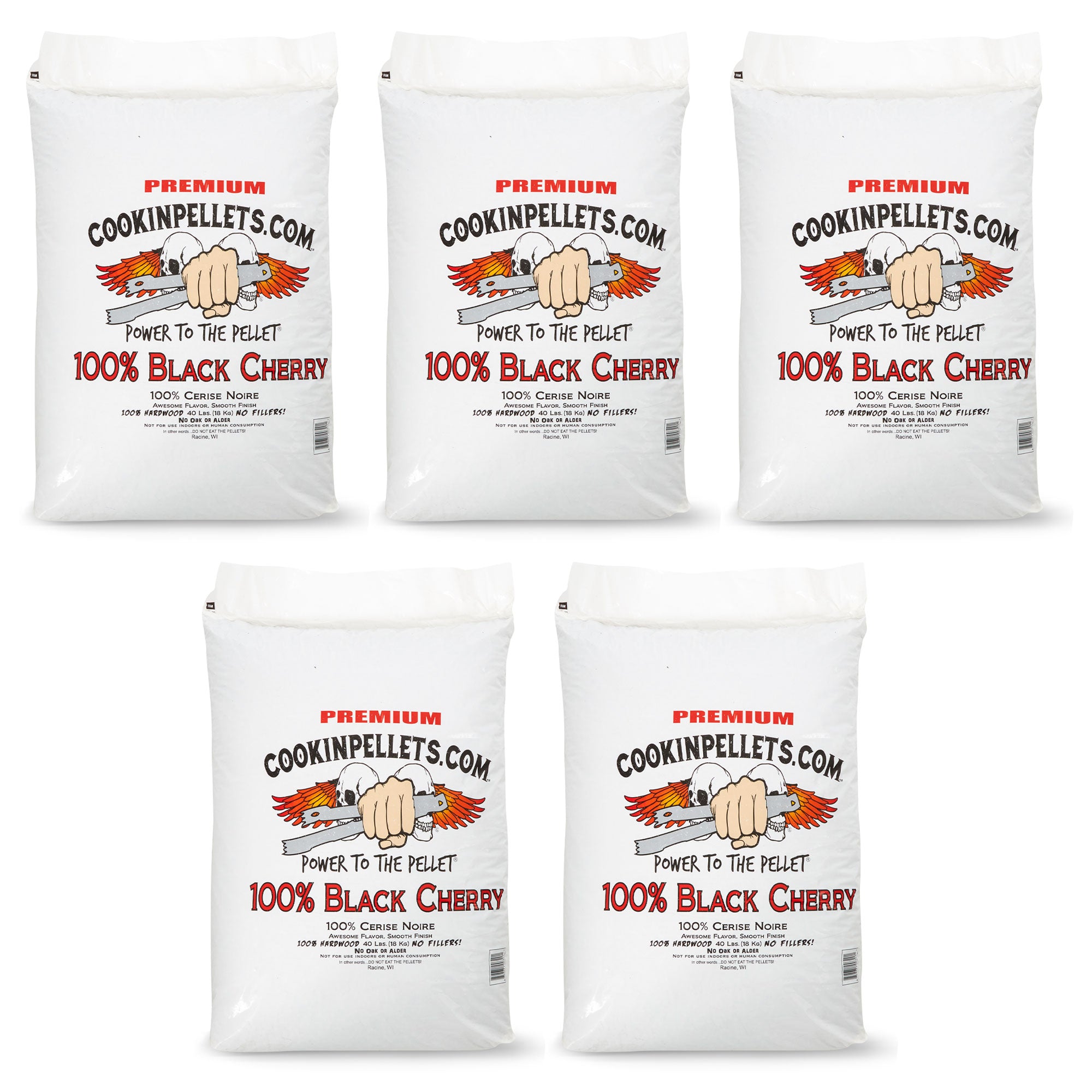 CookinPellets 40 Pound Black Cherry Grill Smoker Hardwood Wood Pellets (5 Pack) - VMInnovations