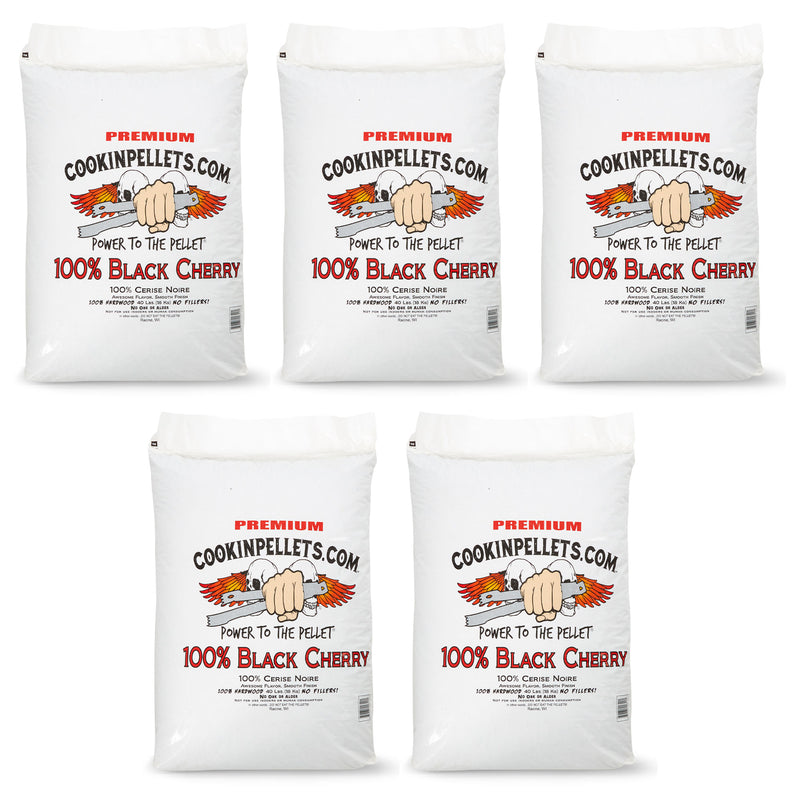 CookinPellets 40 Pound Black Cherry Grill Smoker Hardwood Wood Pellets (5 Pack)