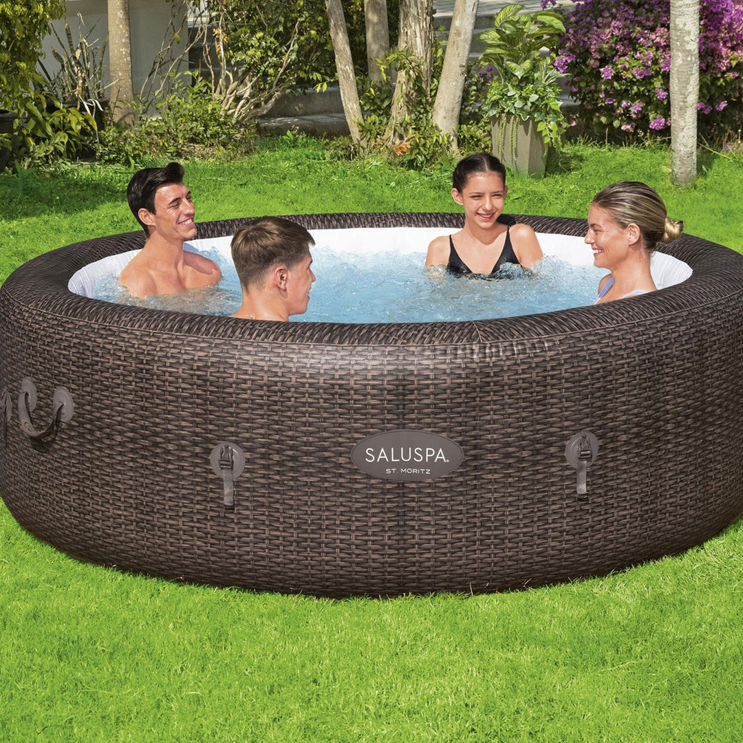Bestway SaluSpa Sun Shade Canopy w/ St Mortiz SaluSpa Inflatable Outdoor Hot Tub - VMInnovations