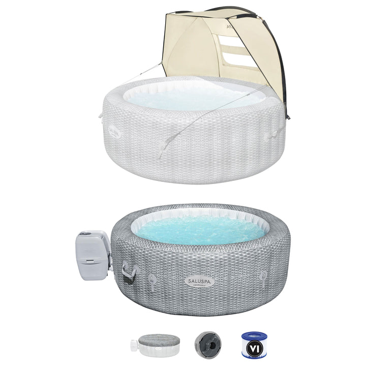 Bestway SaluSpa Sun Shade Canopy w/ Honolulu SaluSpa Inflatable Outdoor Hot Tub - VMInnovations