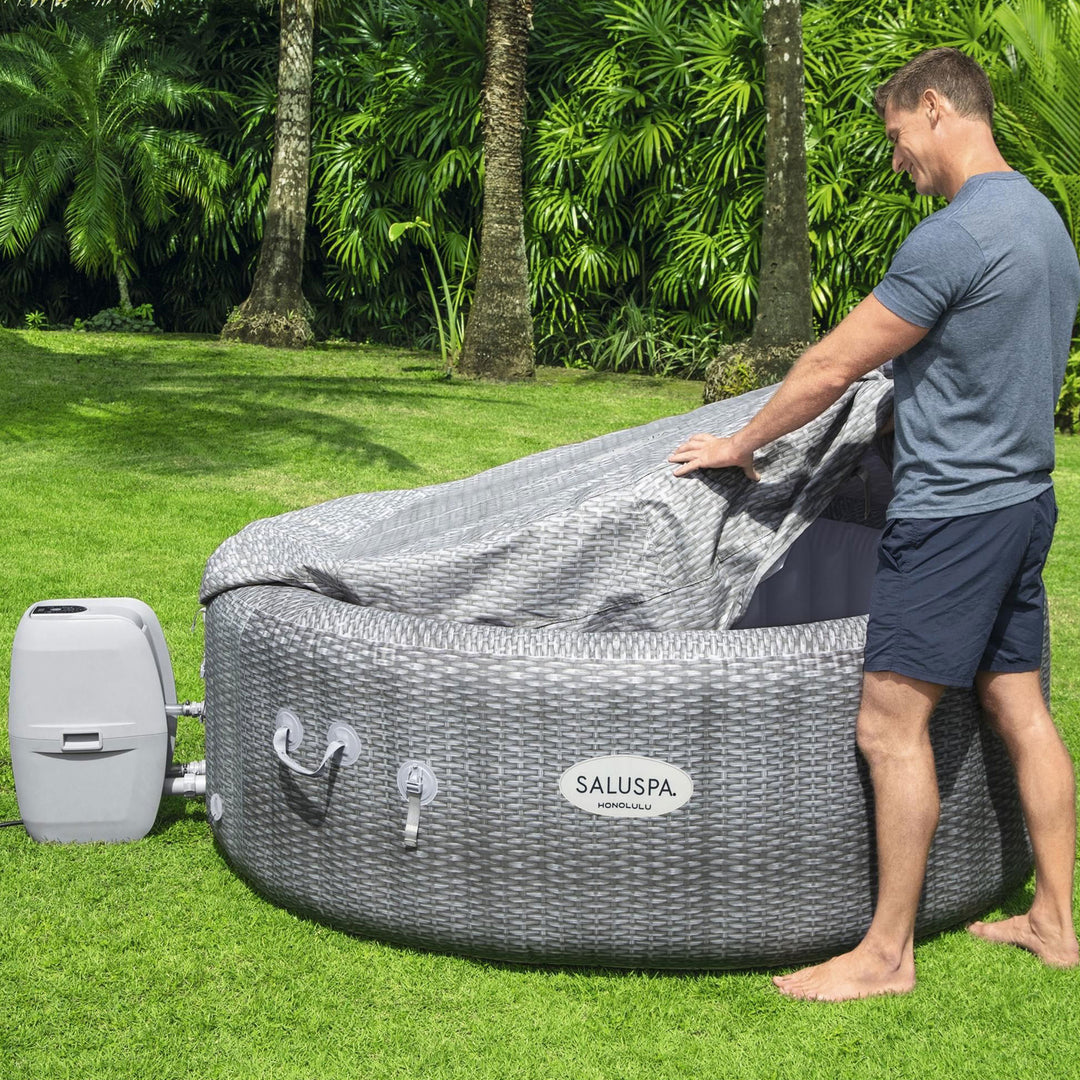 Bestway SaluSpa Sun Shade Canopy w/ Honolulu SaluSpa Inflatable Outdoor Hot Tub - VMInnovations