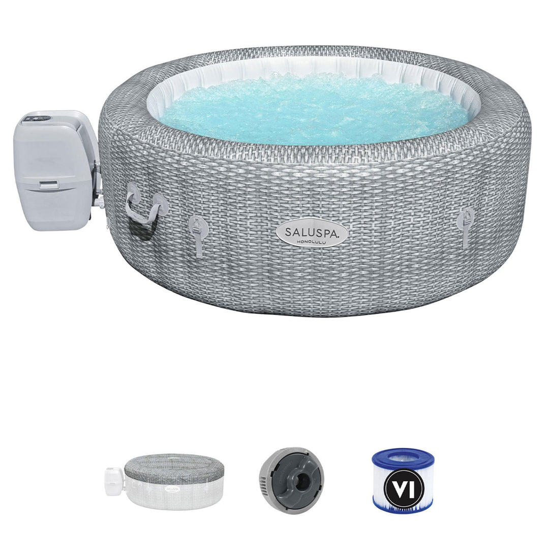 Bestway SaluSpa Sun Shade Canopy w/ Honolulu SaluSpa Inflatable Outdoor Hot Tub - VMInnovations