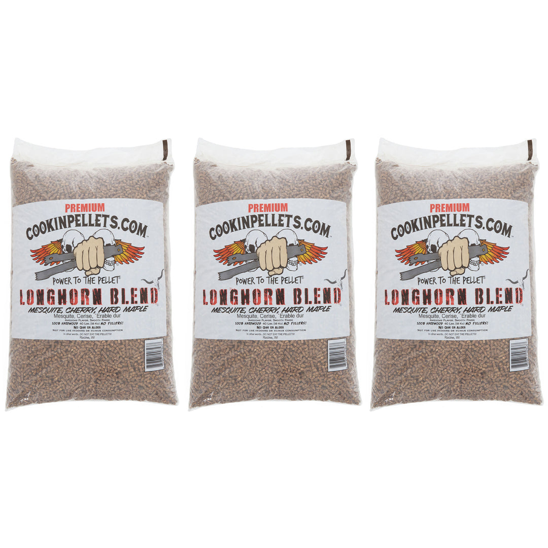 CookinPellets Premium 40 Lbs Longhorn Blend Grill Smoker Wood Pellets, (3 Pack) - VMInnovations