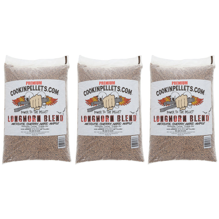 CookinPellets Premium 40 Lbs Longhorn Blend Grill Smoker Wood Pellets, (3 Pack) - VMInnovations