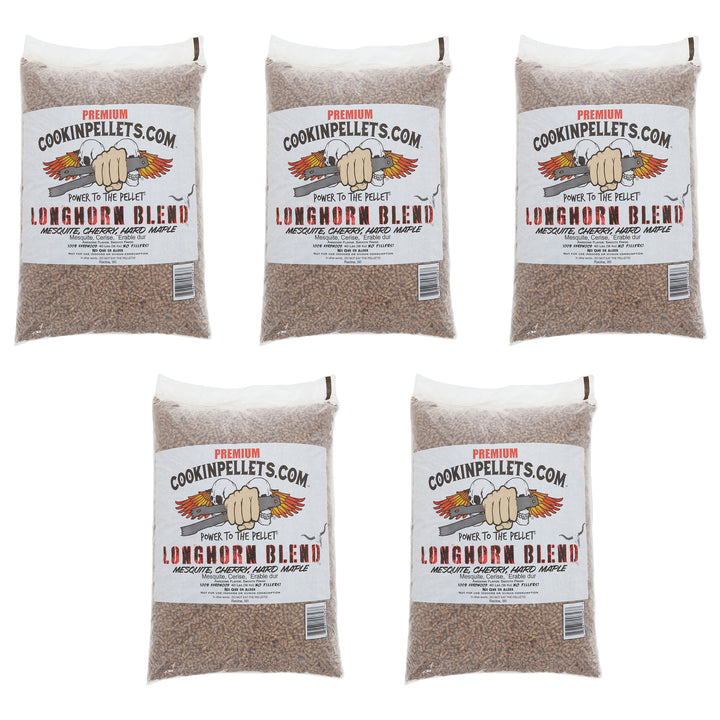 CookinPellets Premium 40 Lbs Longhorn Blend Grill Smoker Wood Pellets, (5 Pack) - VMInnovations