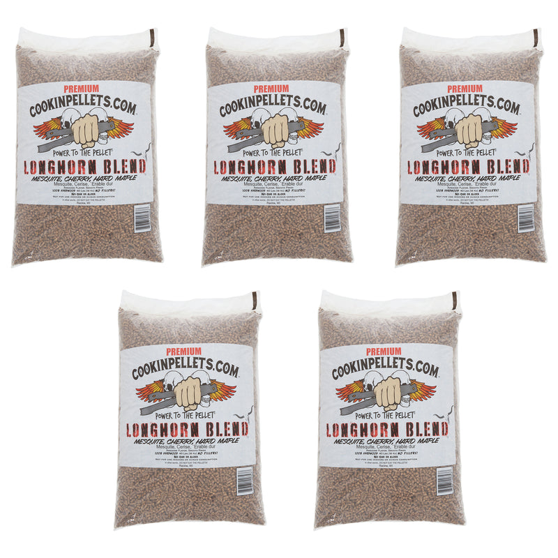 CookinPellets Premium 40 Lbs Longhorn Blend Grill Smoker Wood Pellets, (5 Pack)