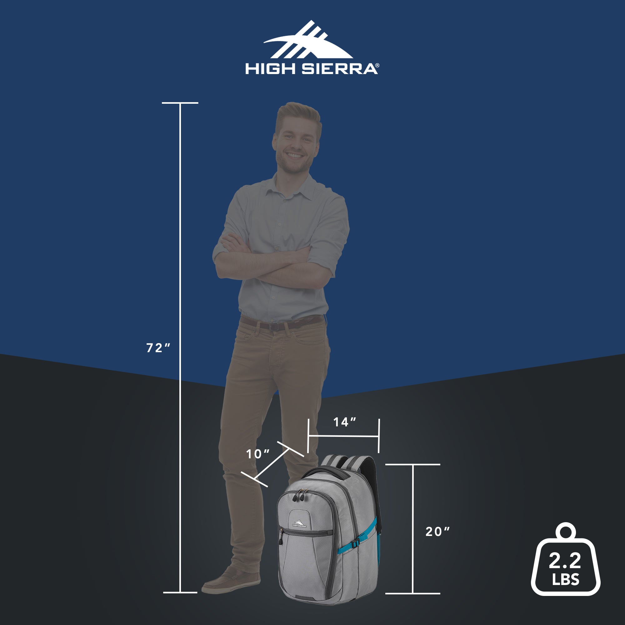 High Sierra Fairlead Computer Laptop Travel Backpack with Zipper Closure, Gray