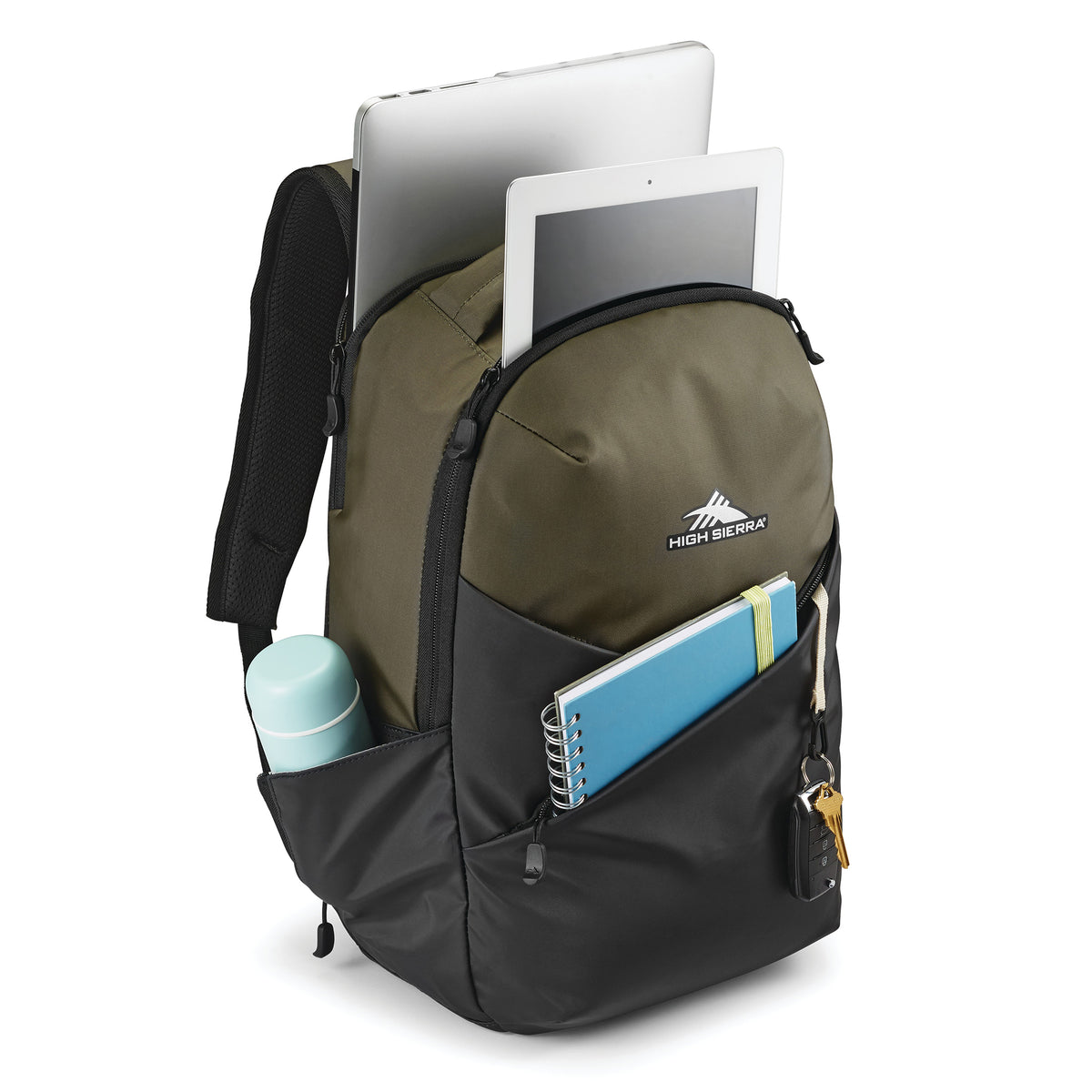 High Sierra Luna Polyester Storage Backpack with 360 Degree Reflectivity, Olive