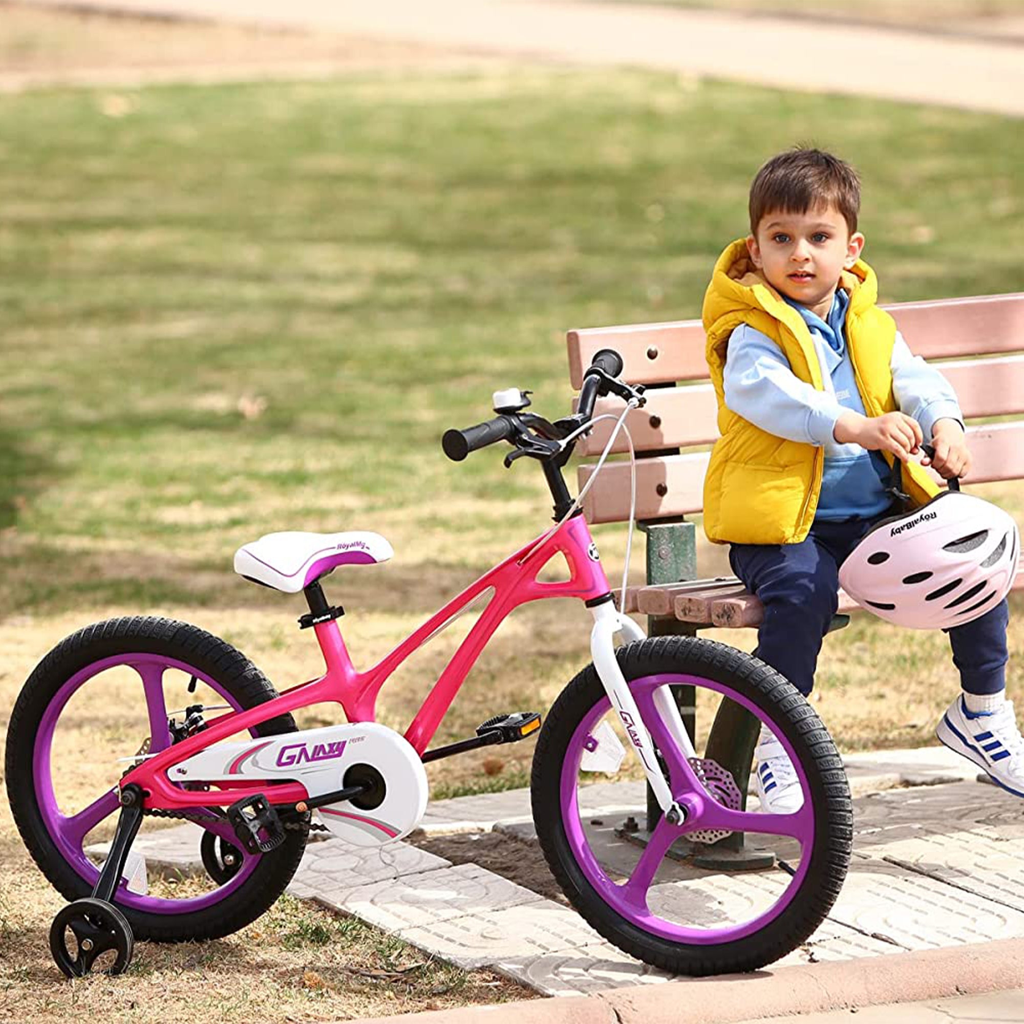 RoyalBaby RoyalMg Galaxy Fleet 18" Bicycle w/ 2 Disc Brakes, Fuchsia (For Parts) - VMInnovations