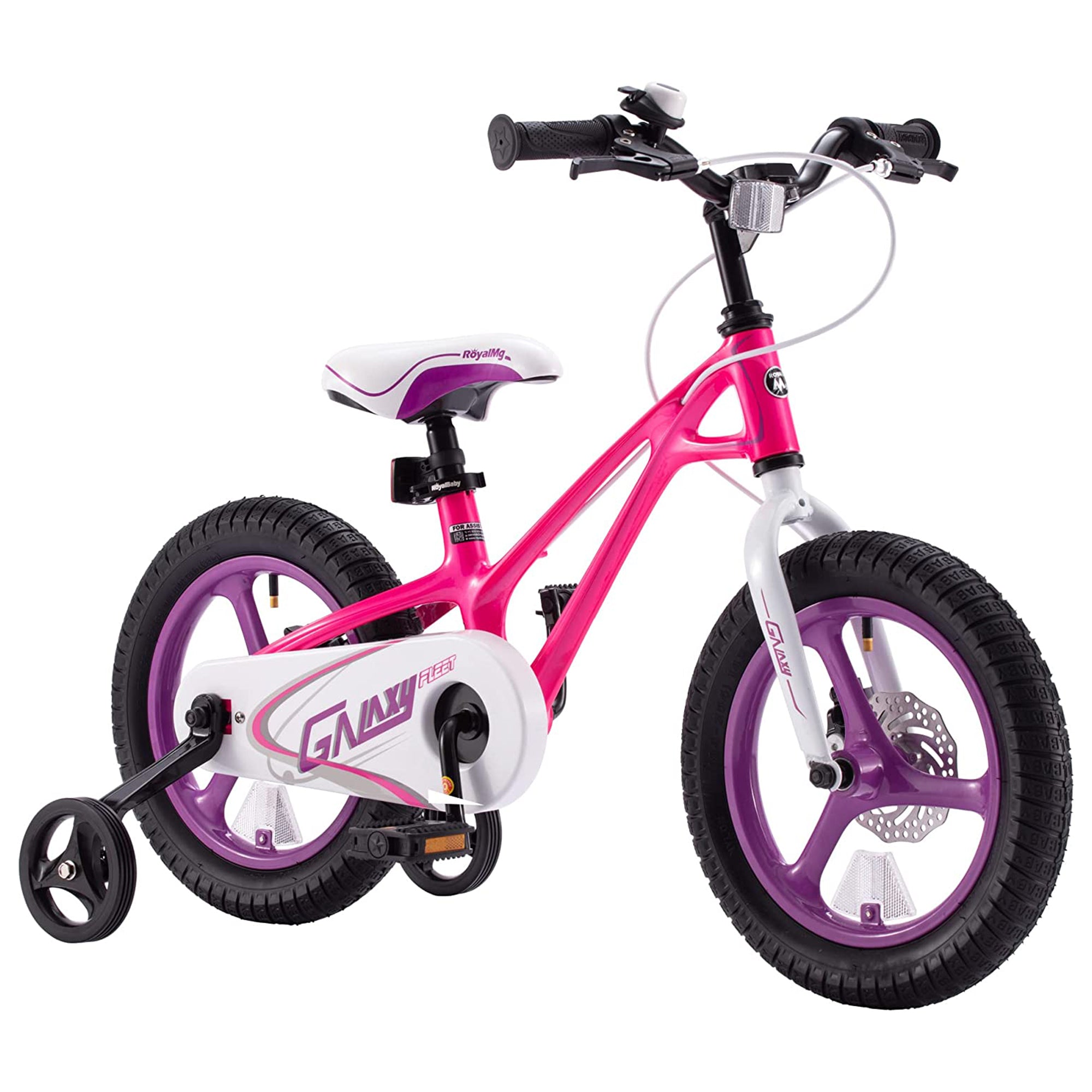 RoyalBaby RoyalMg Galaxy Fleet 14 Inch Kids Bicycle w/ Training Wheels, Fuchsia - VMInnovations