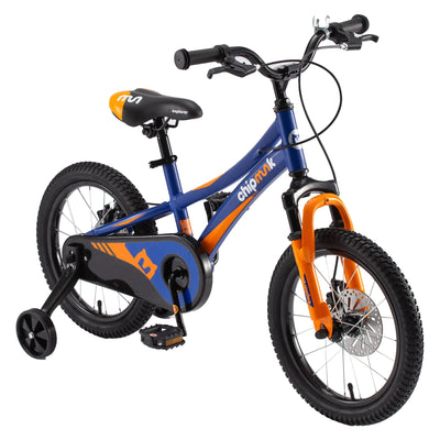 RoyalBaby Chipmunk Explorer 16" Kids Bike w/Training Wheels & Kickstand, Blue