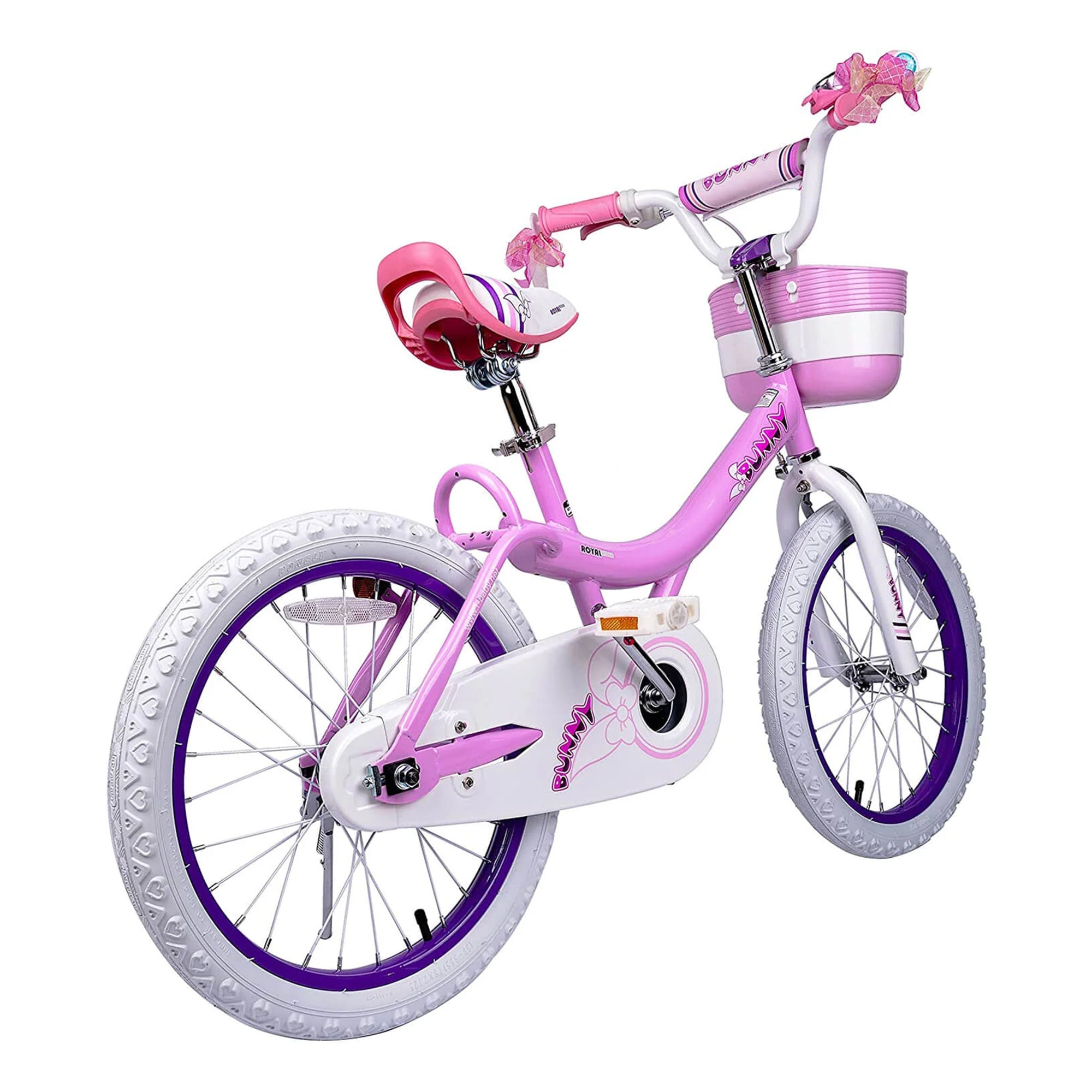 RoyalBaby Bunny 18" Kids Bike with Kickstand, Dual Brakes, Basket & Bell, Pink - VMInnovations