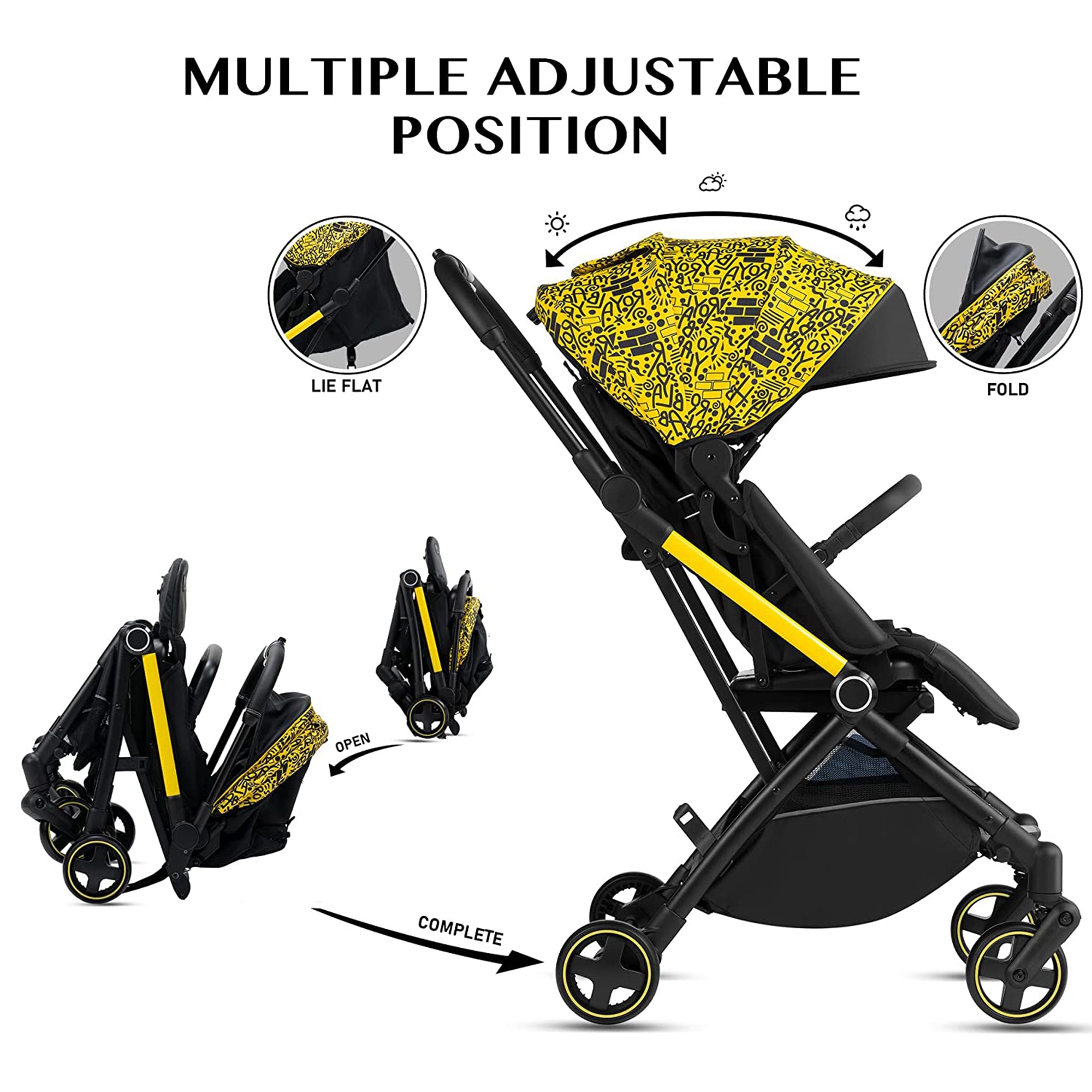 RoyalBaby 360 Reversible Seat Compact Portable Stroller, Black/Yellow (Used) - VMInnovations