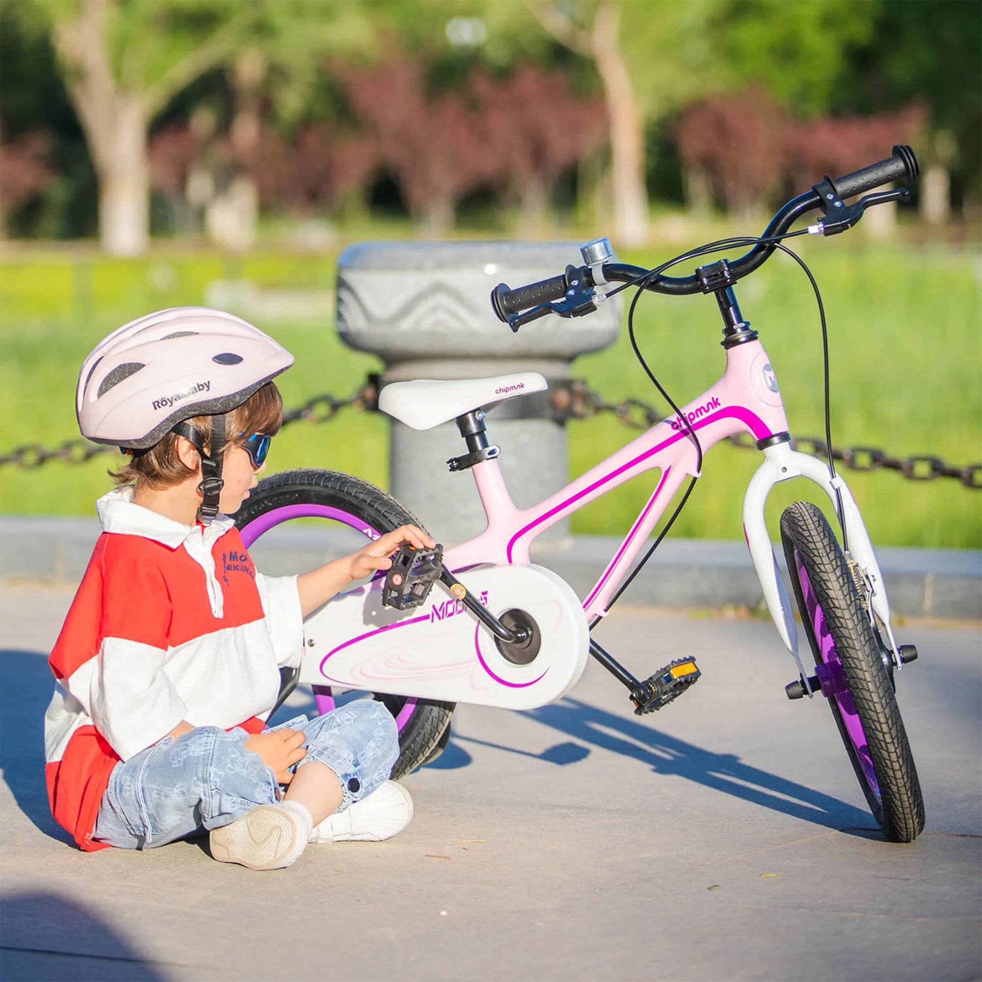 RoyalBaby Moon-5 16" Kids Bicycle w/Training Wheels & Kickstand, Pink (Open Box) - VMInnovations