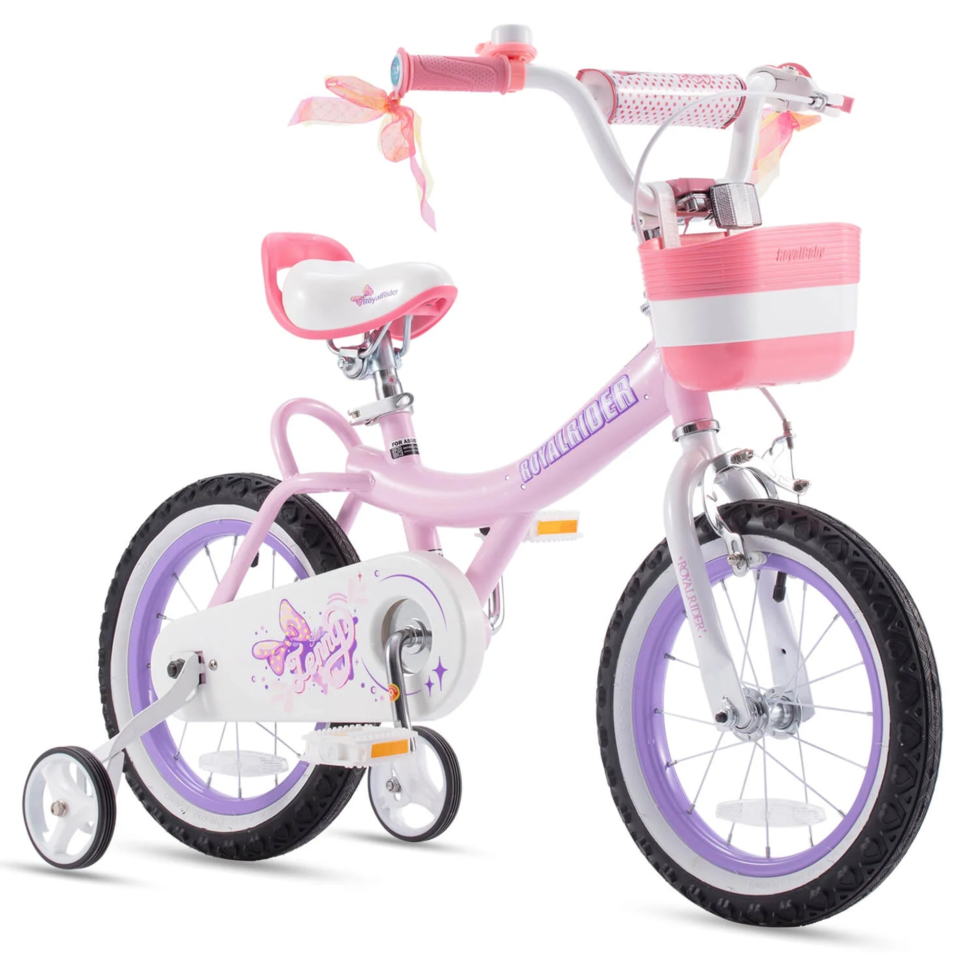 RoyalBaby Jenny 14" Kids Bike w/Training Wheels, Basket & Bell, Pink EL (Used) - VMInnovations