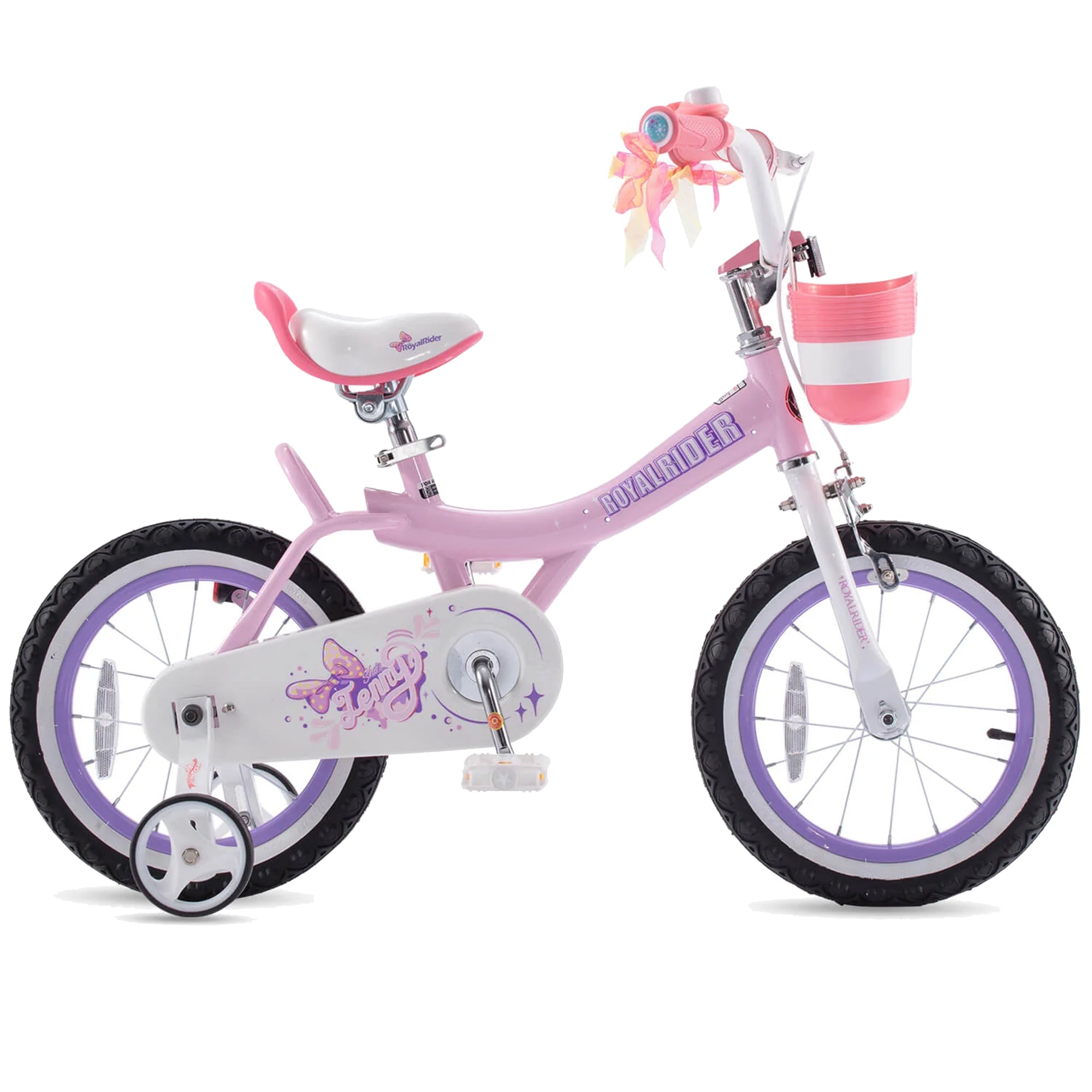RoyalBaby Jenny 14" Kids Bike w/Training Wheels, Basket & Bell, Pink EL (Used) - VMInnovations