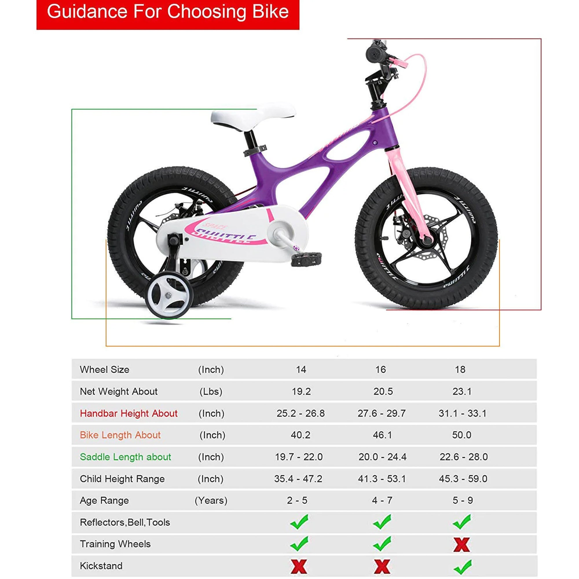 RoyalBaby Space Shuttle 16" Alloy Kids Bicycle w/2 Disc Brakes, Purple (Used) - VMInnovations