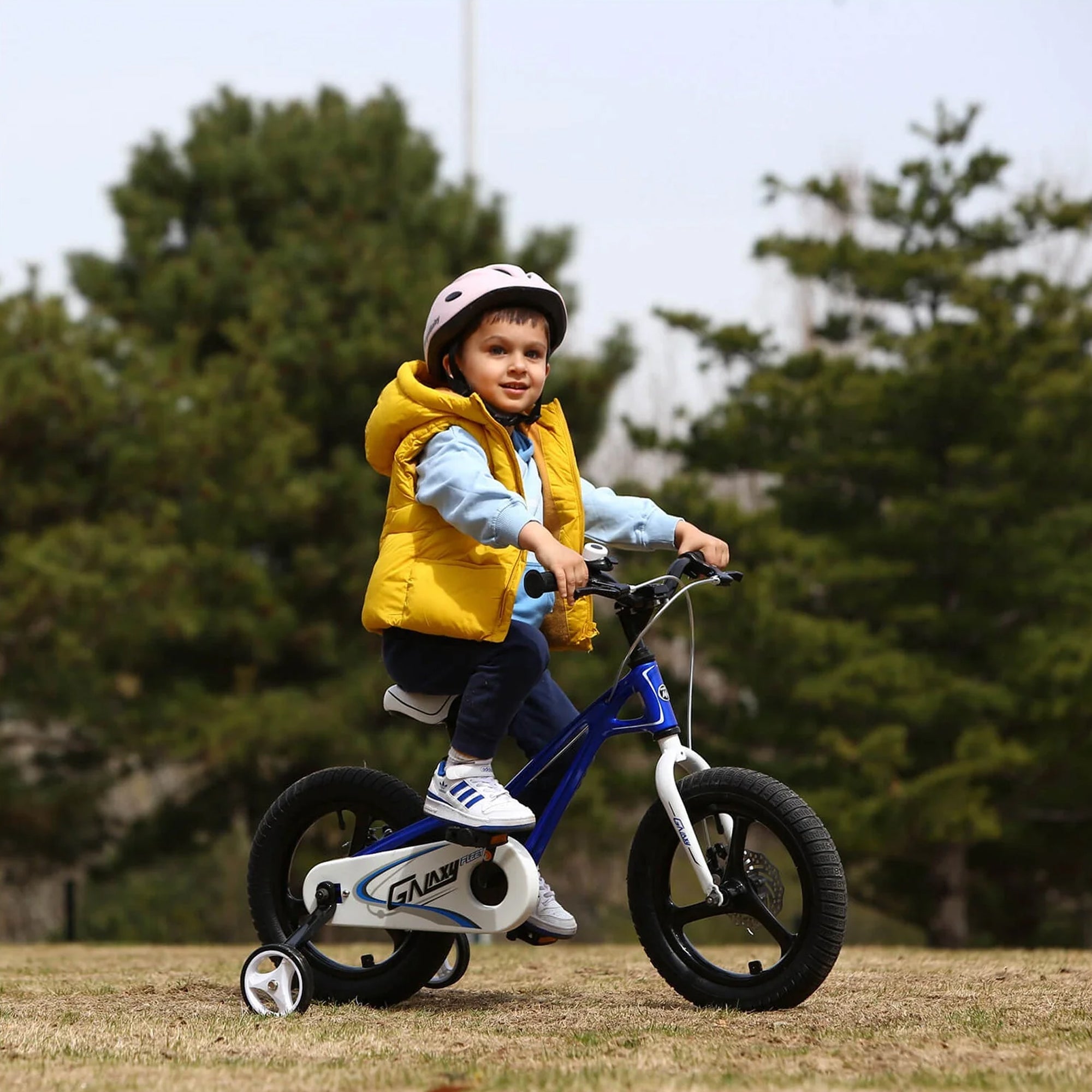 RoyalBaby Galaxy Fleet 14" Kids Bicycle with Training Wheels, Blue (Open Box) - VMInnovations