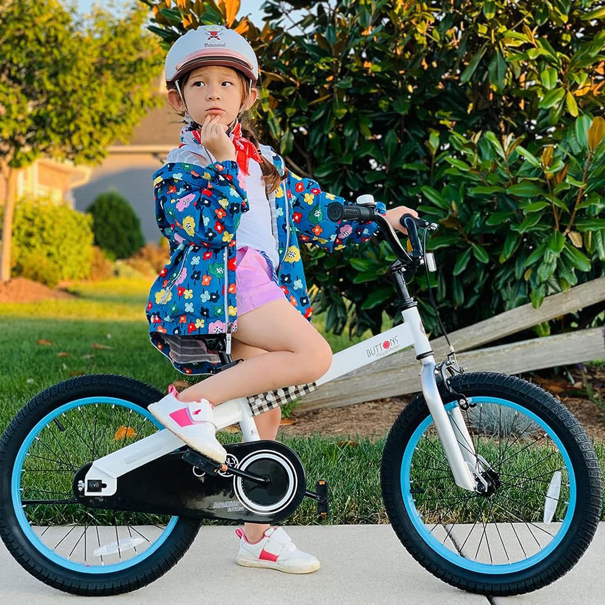 RoyalBaby Buttons 16" Kids Bike with Kickstand & Training Wheels, Blue(Open Box) - VMInnovations