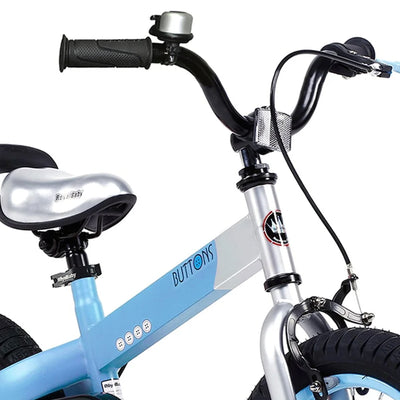 RoyalBaby Buttons 16'' Kids Bike with Kickstand & Training Wheels, Matte Blue