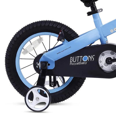 RoyalBaby Buttons 16'' Kids Bike with Kickstand & Training Wheels, Matte Blue