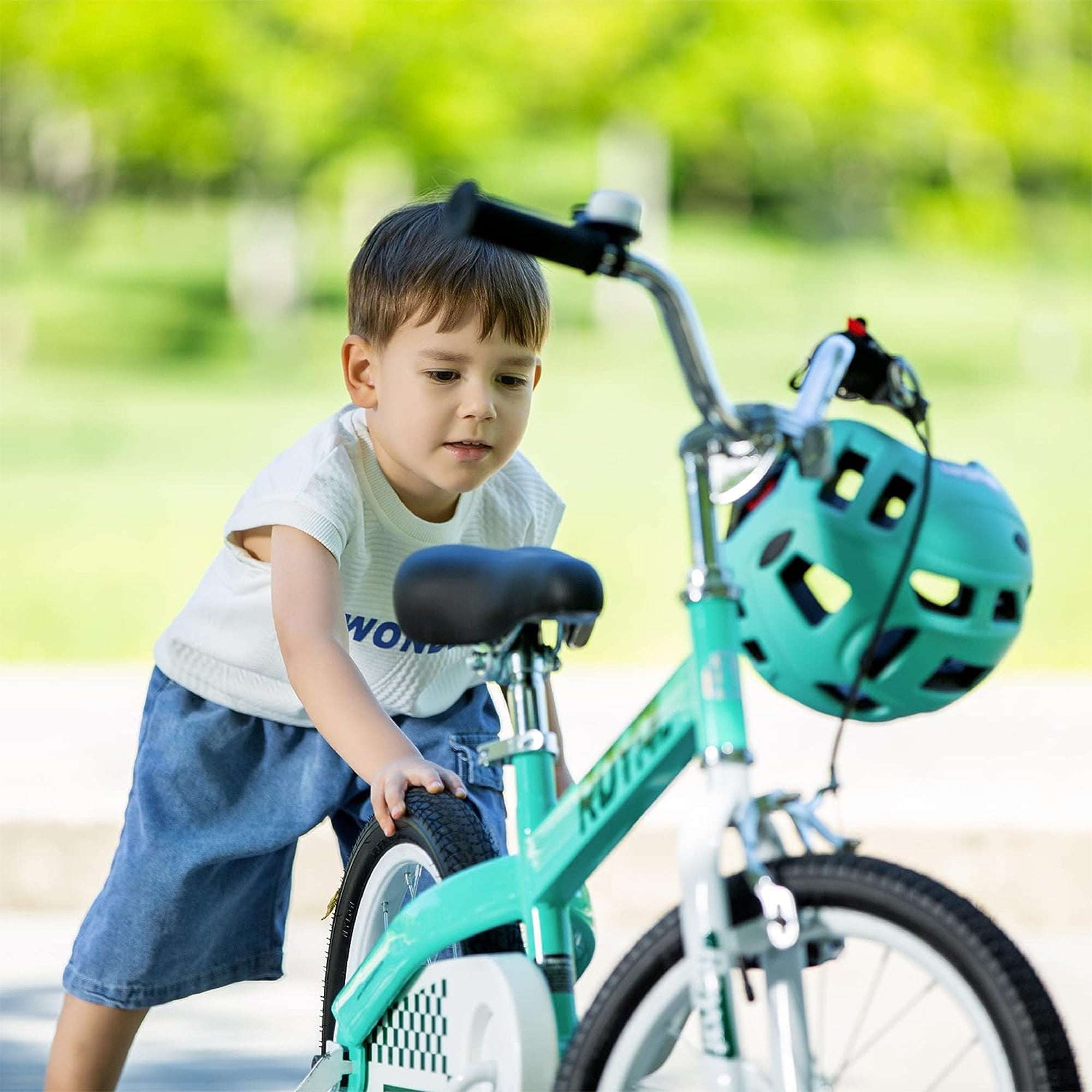 RoyalBaby Formula 16" Bike with Kickstand and Training Wheels, Green (Open Box) - VMInnovations