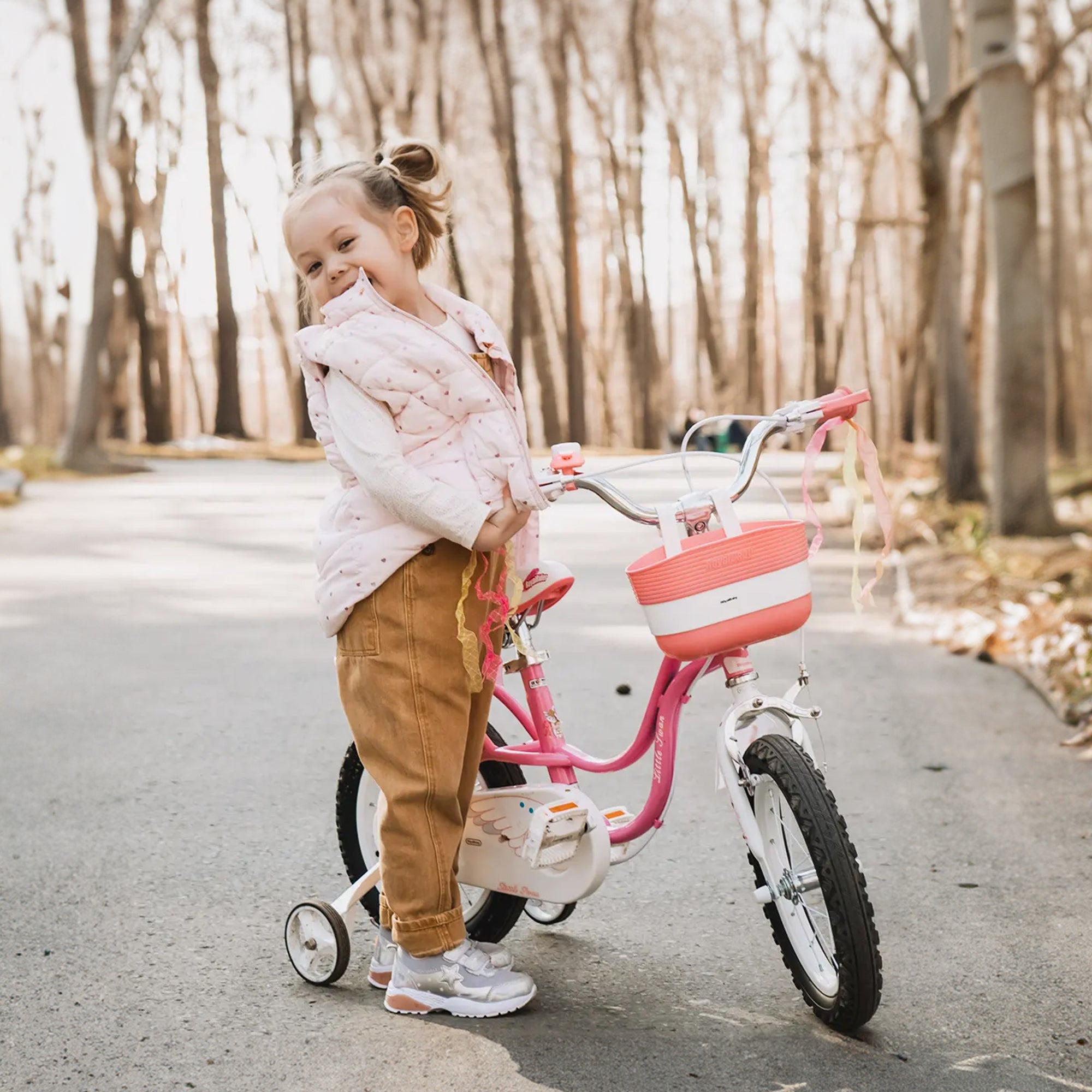 RoyalBaby Little Swan 16" Carbon Steel Bicycle w/Hand Brakes, Pink (Open Box) - VMInnovations