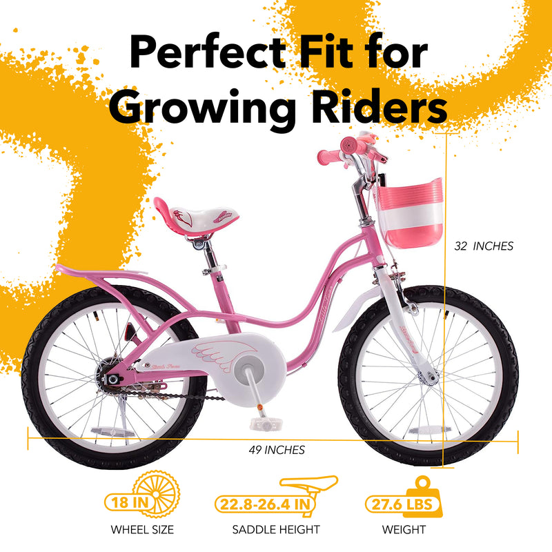 RoyalBaby Little Swan 18" Carbon Steel Kids Bicycle with Dual Hand Brakes, Pink